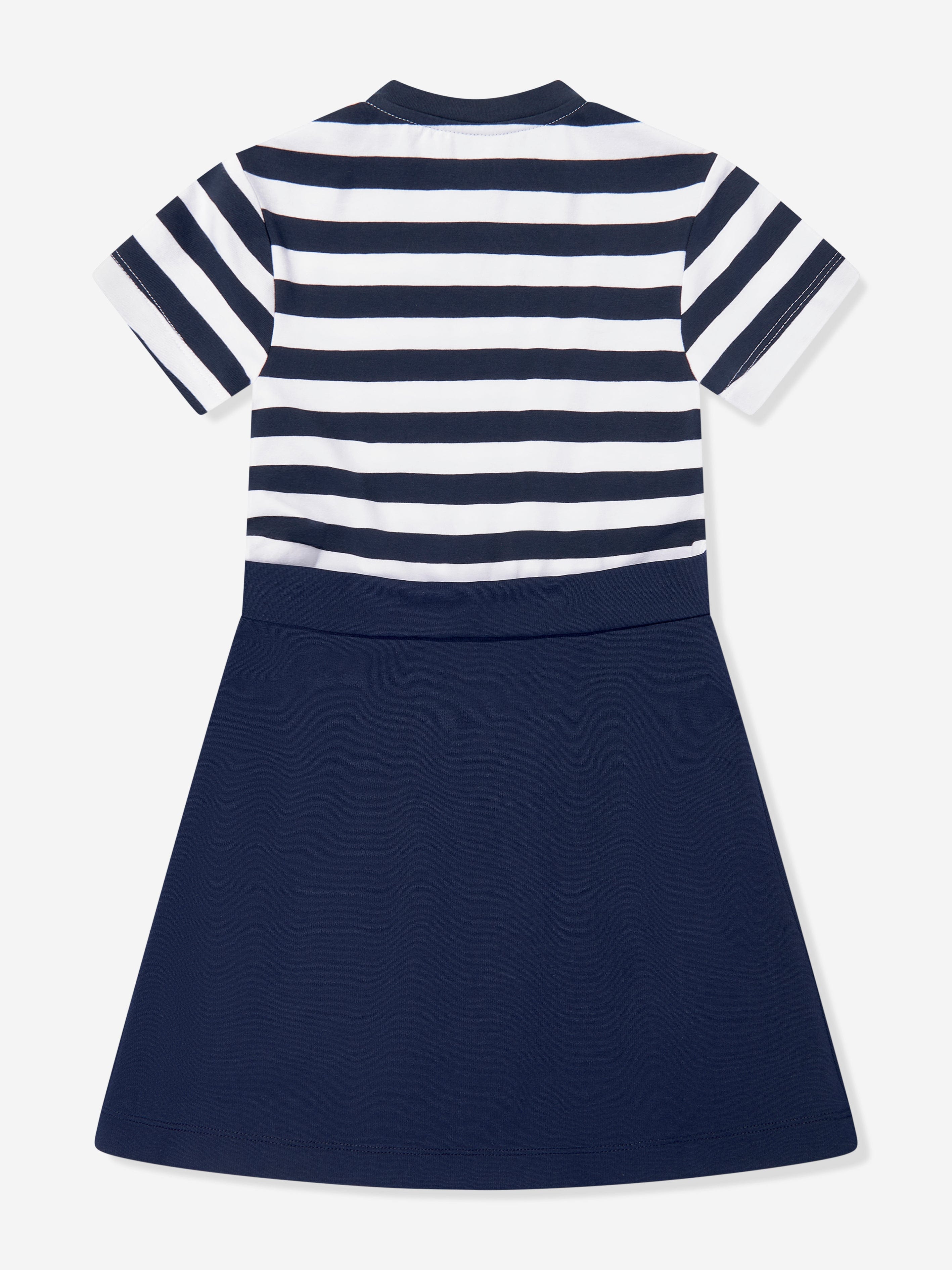 Versace Girls Nautical Striped Logo Dress in Navy