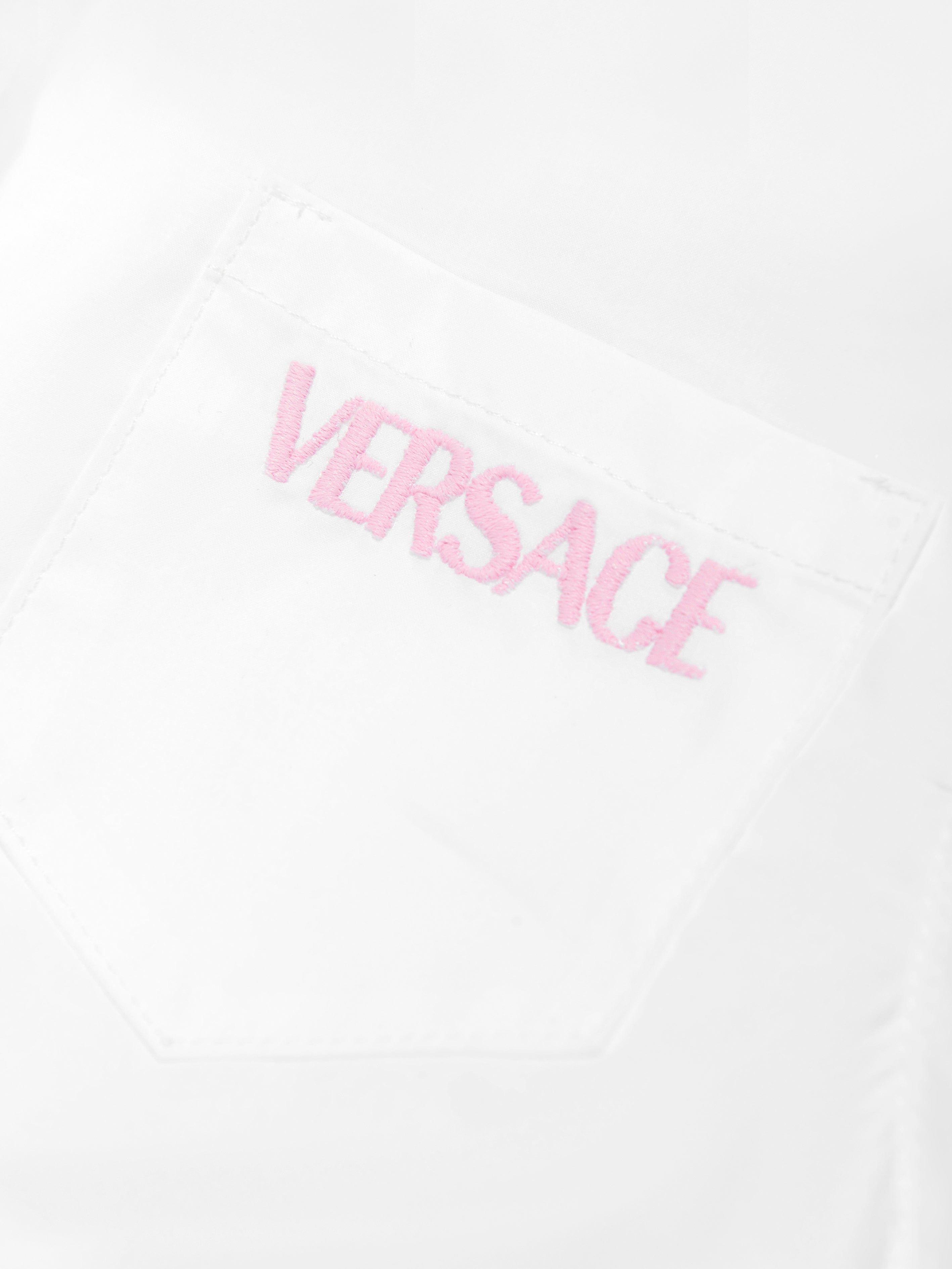 Versace Girls Embroidered Logo Blouse in White