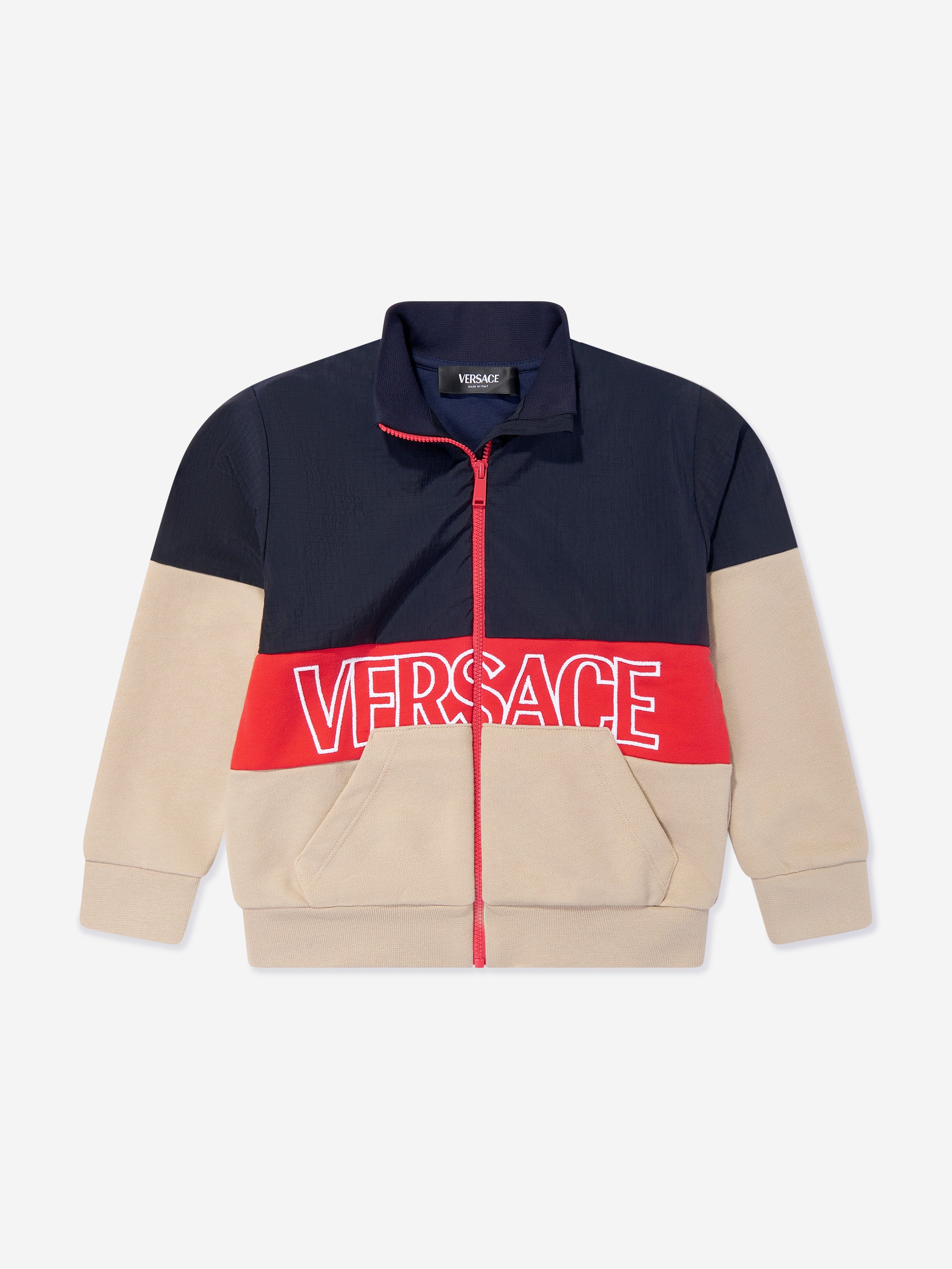 Versace Boys Logo Zip Up Top in Multicolour