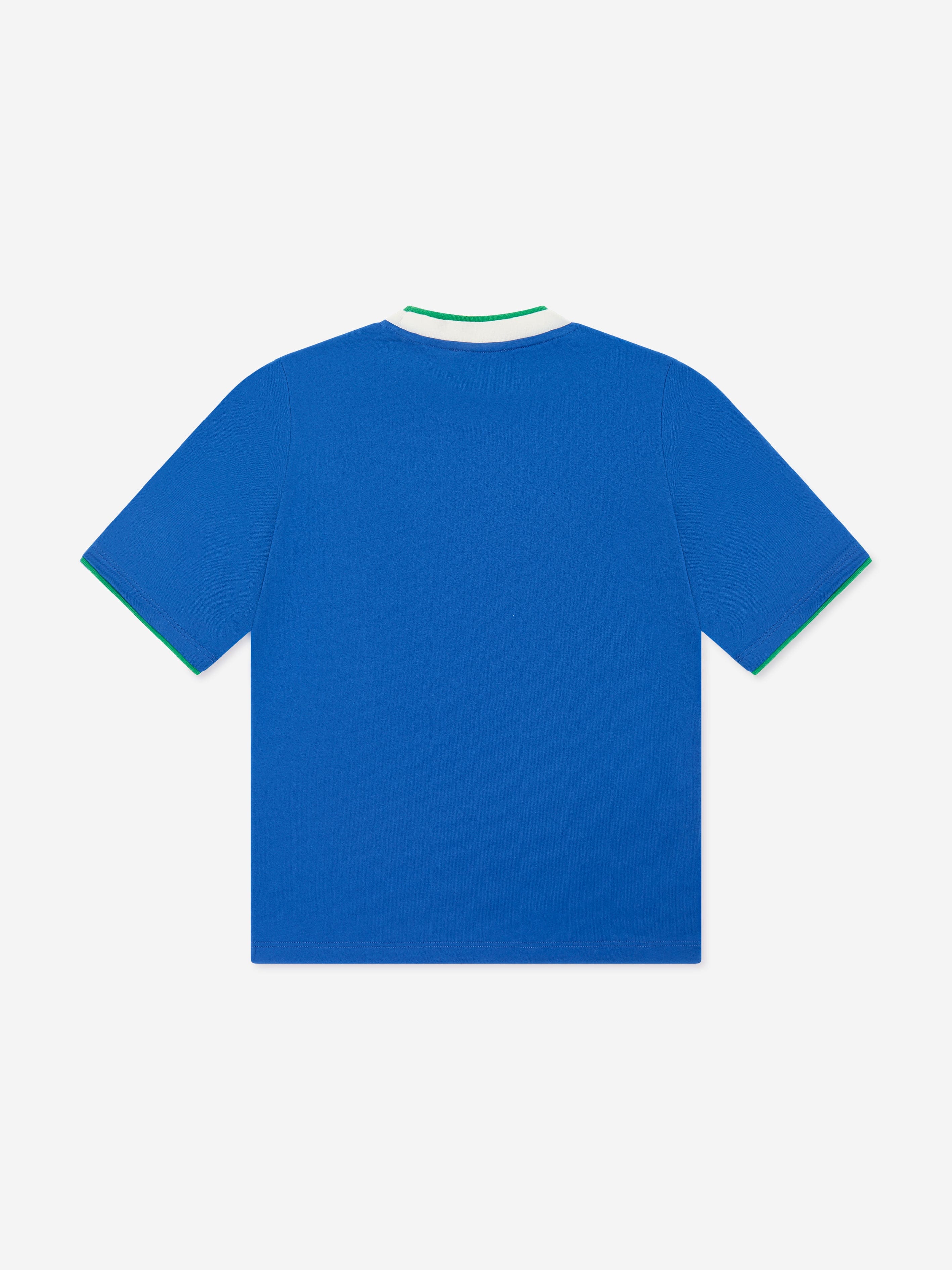 Versace Boys Jersey And Net Logo T-Shirt in Blue