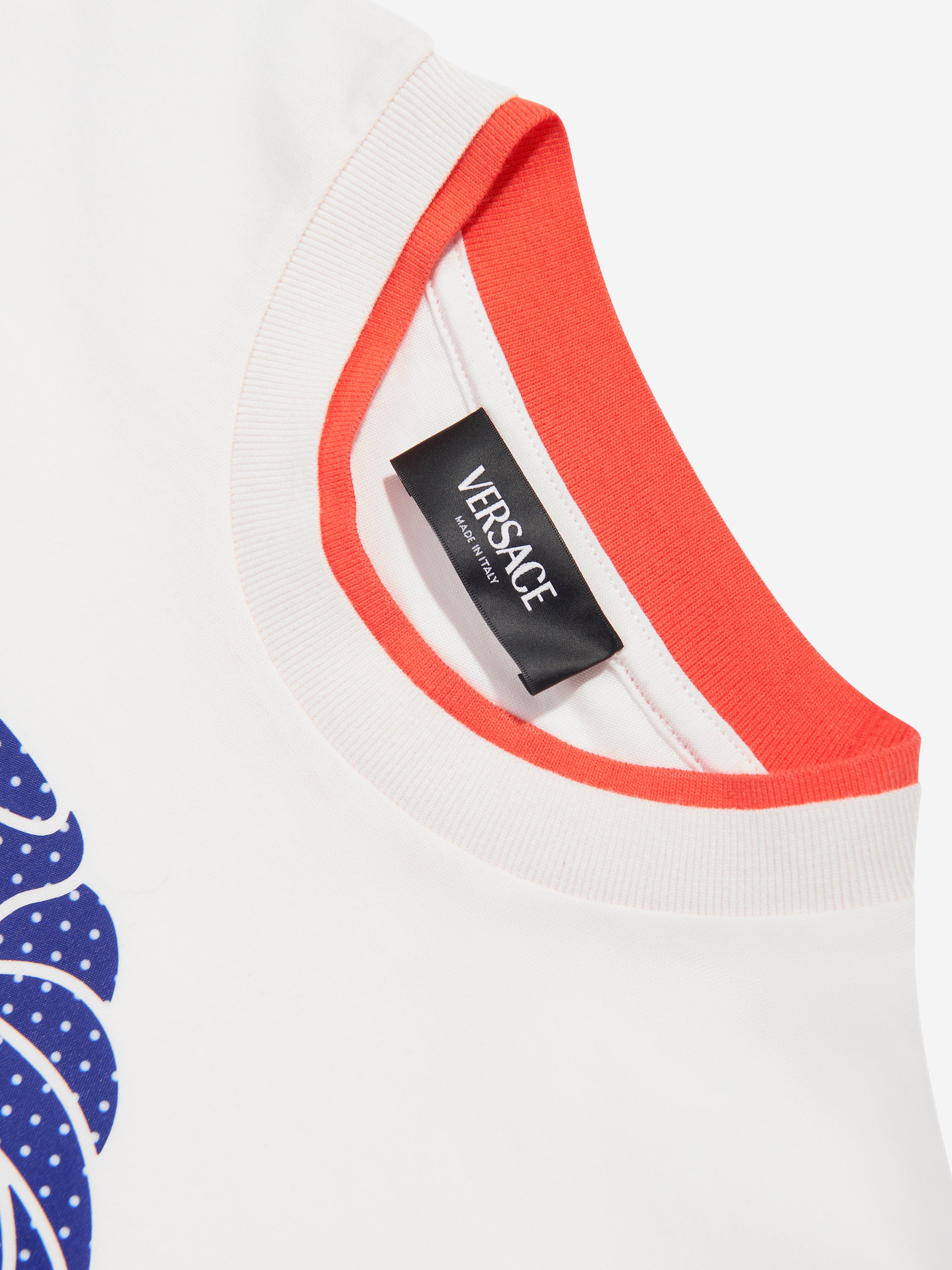 Versace Boys Jersey And Net Logo T-Shirt in White