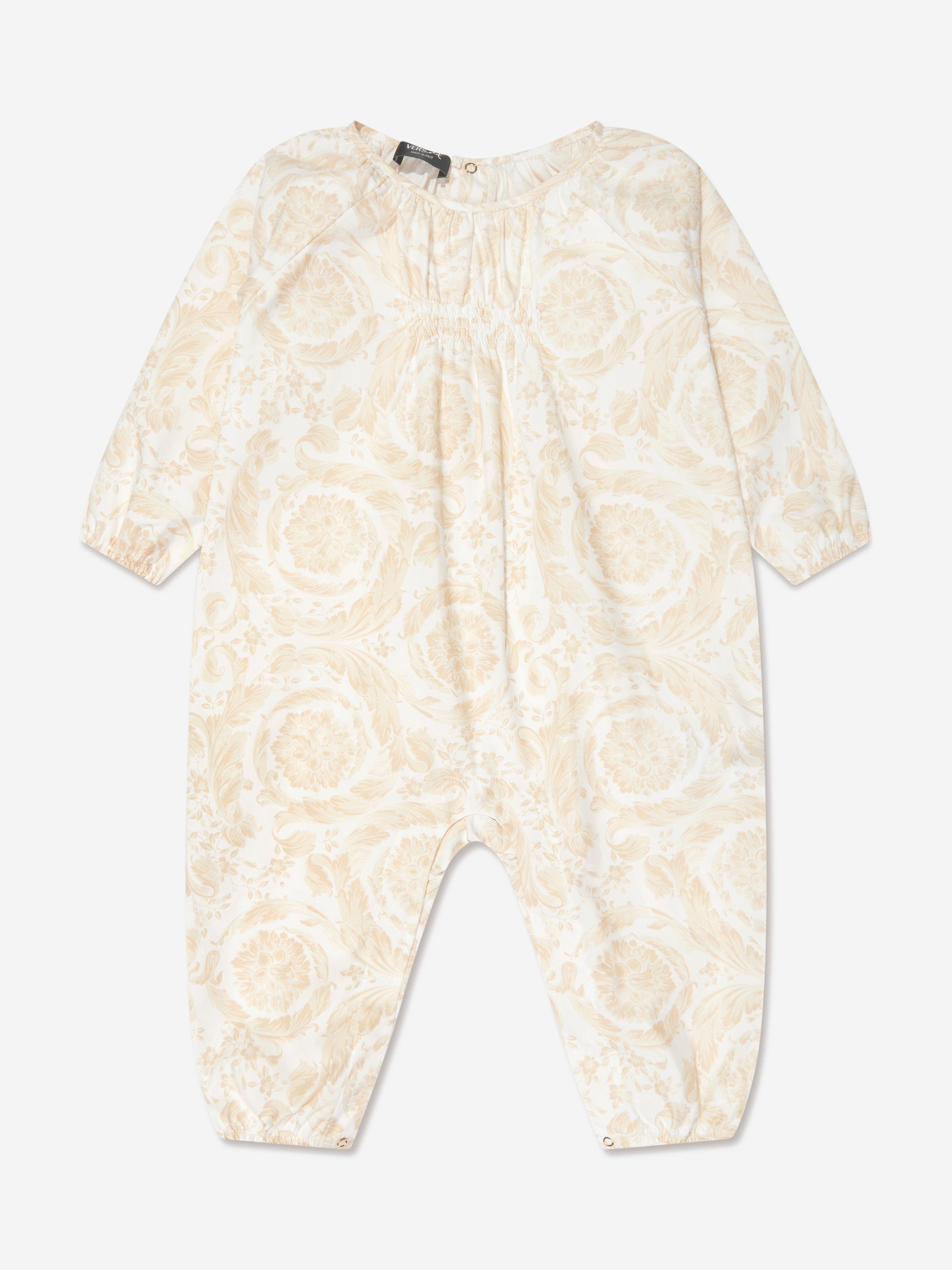 Versace Baby Barocco Print Romper in Gold