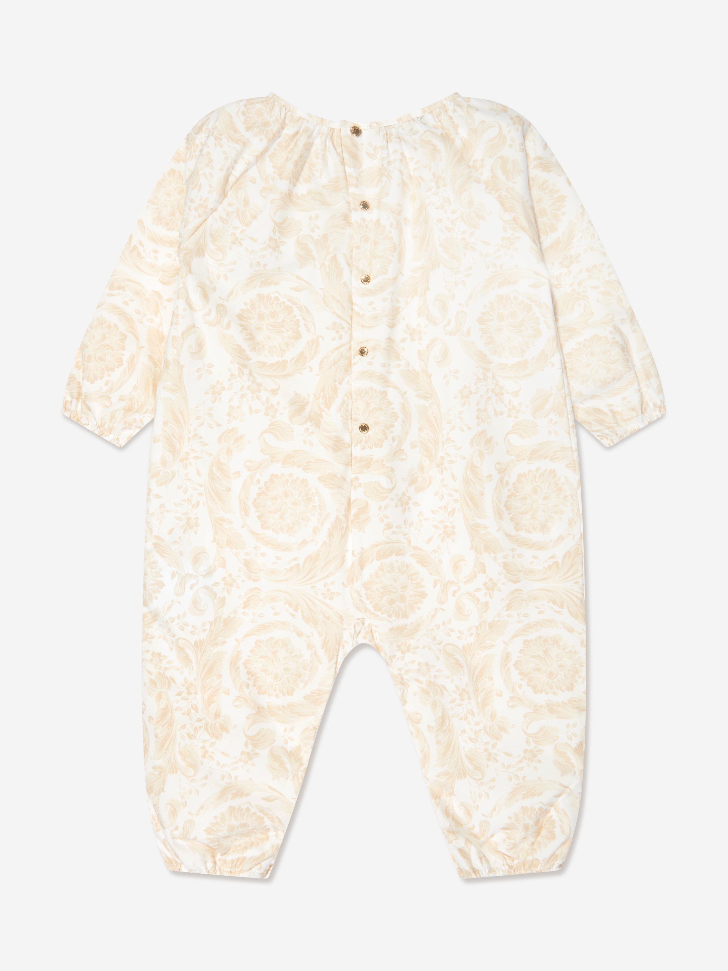 Versace Baby Barocco Print Romper in Gold