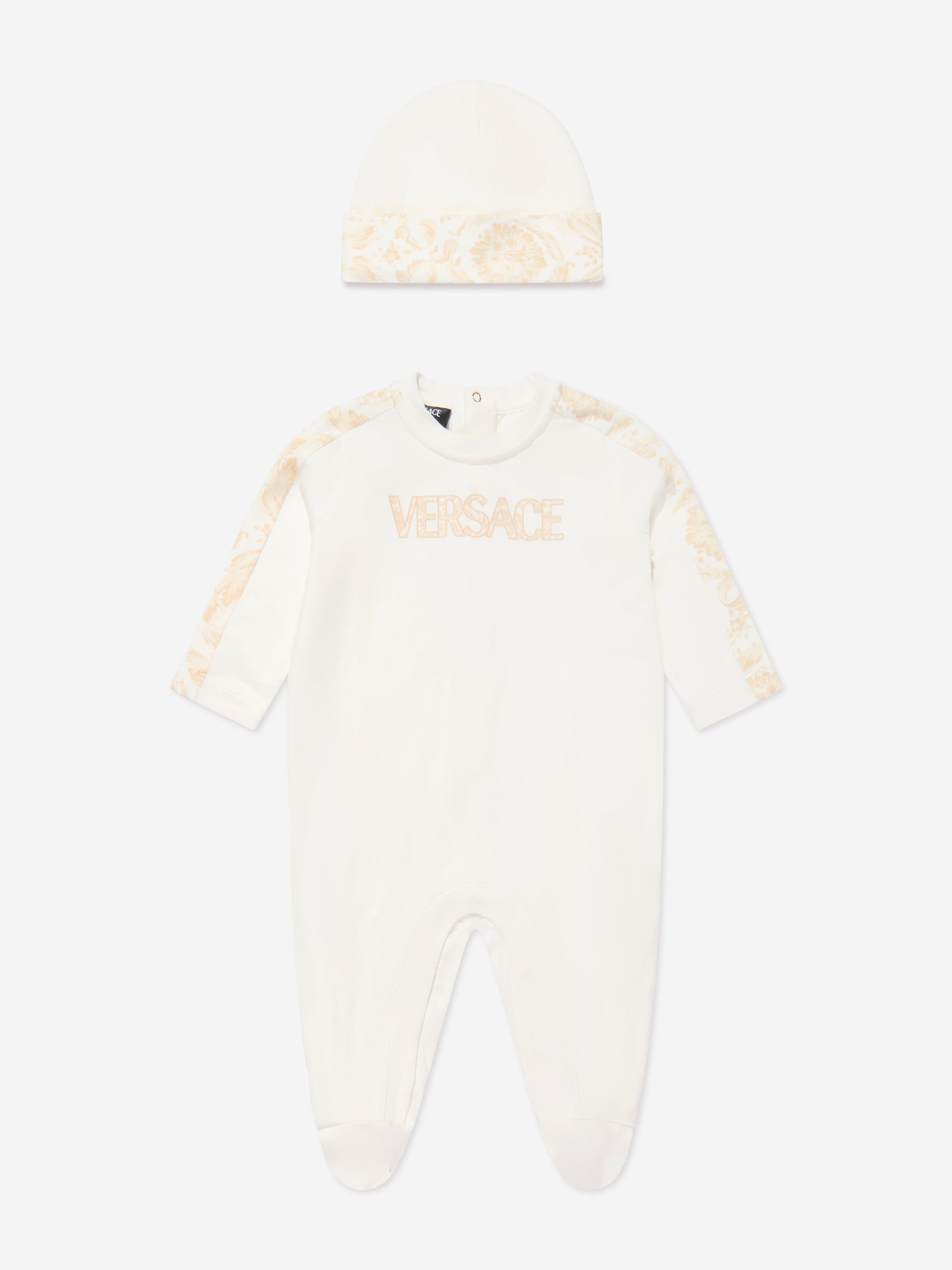 Versace Baby Barocco Bodysuit Gift Set in White