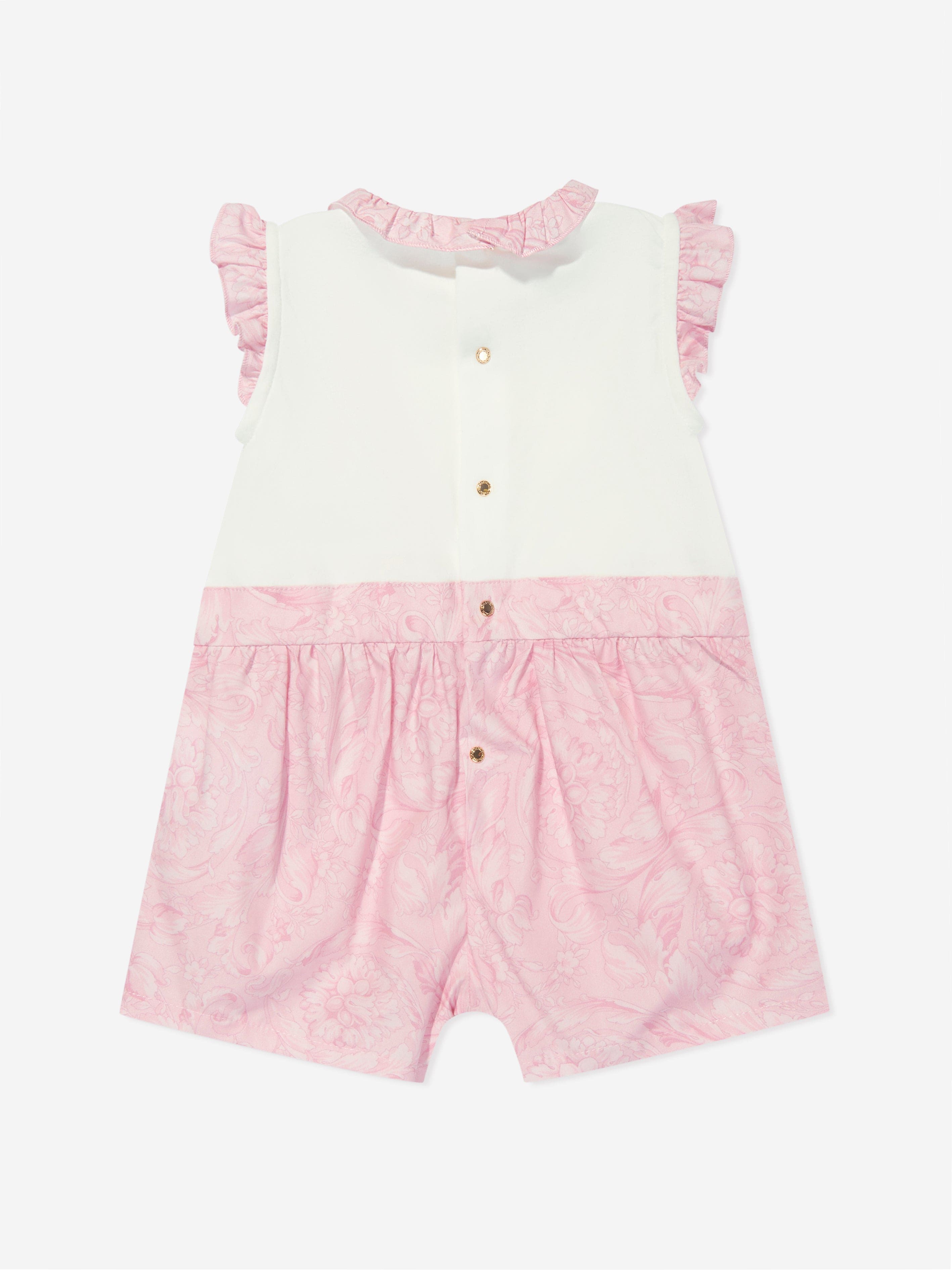 Versace Baby Girls Barocco Logo Romper in Pink