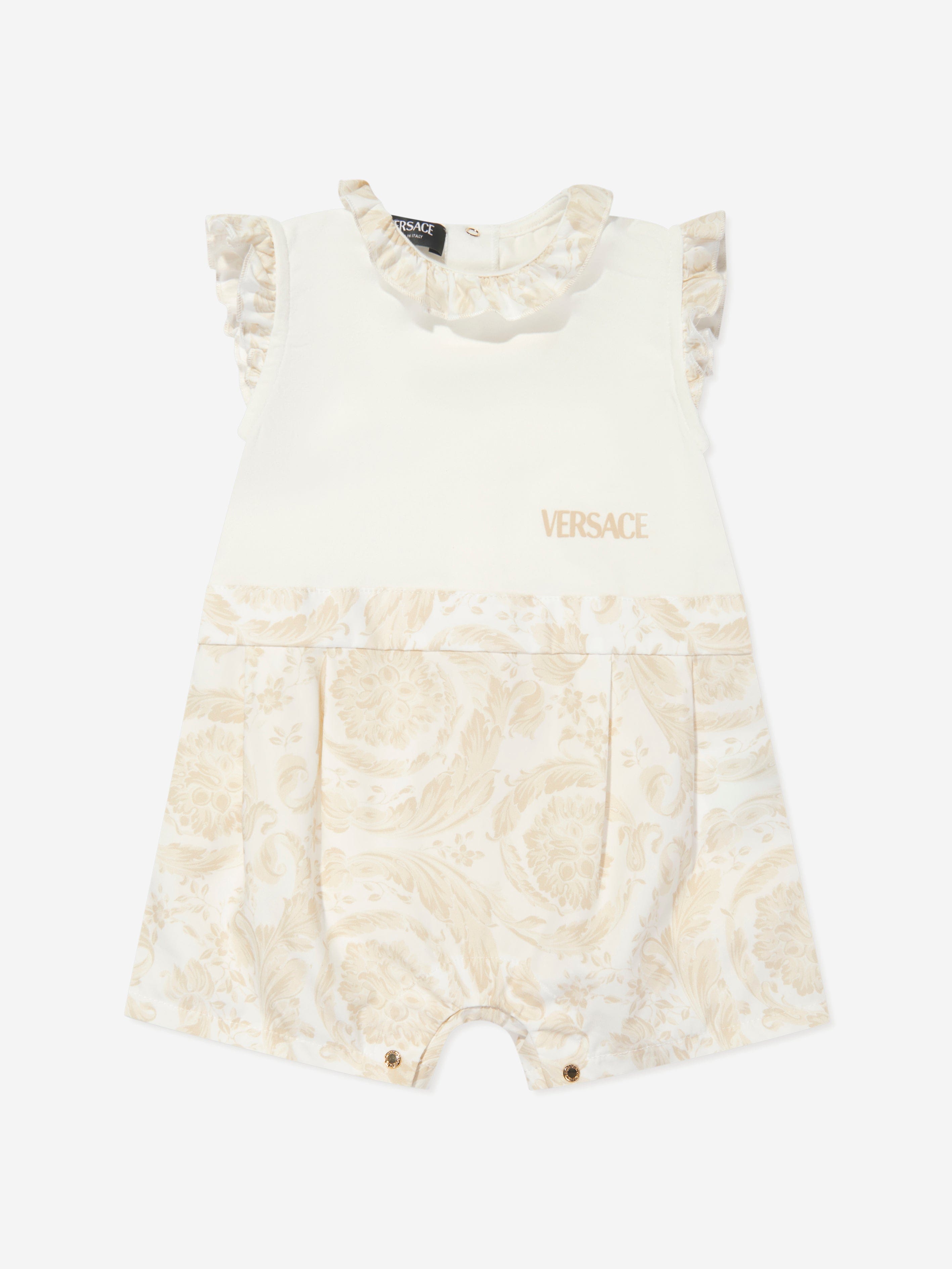 Versace Baby Barocco Logo Romper in Beige