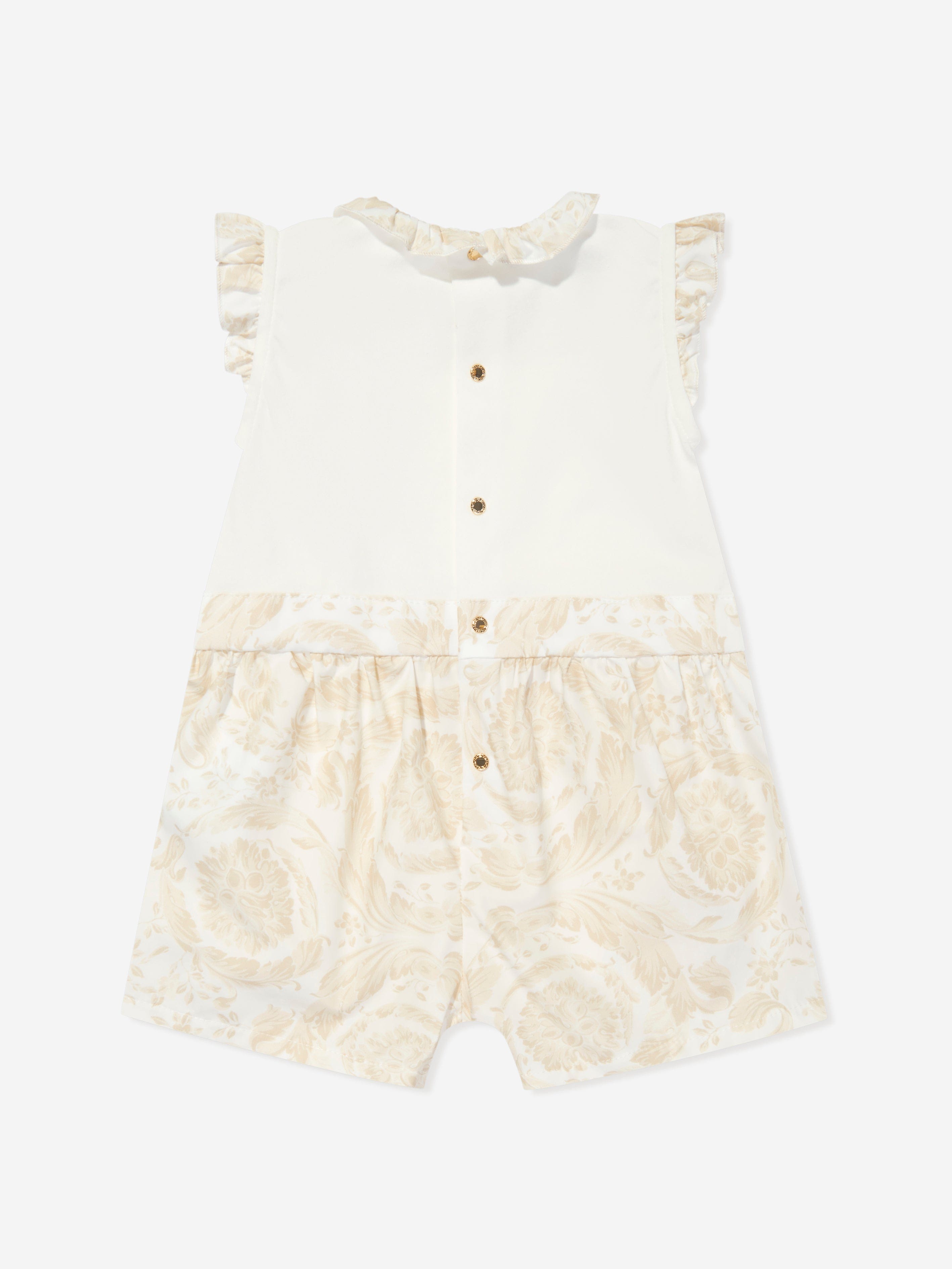 Versace Baby Barocco Logo Romper in Beige