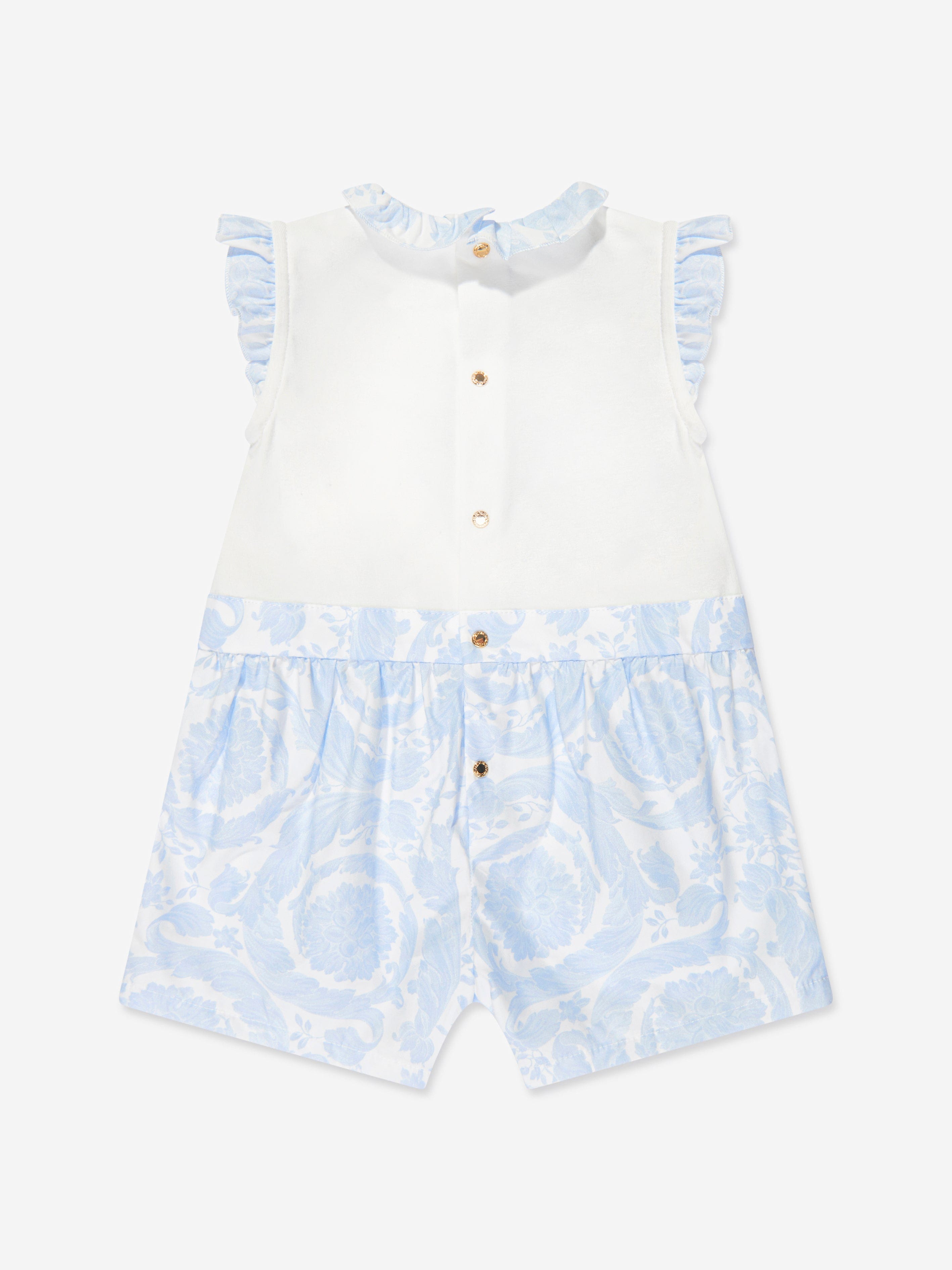 Versace Baby Boys Barocco Logo Romper in Blue