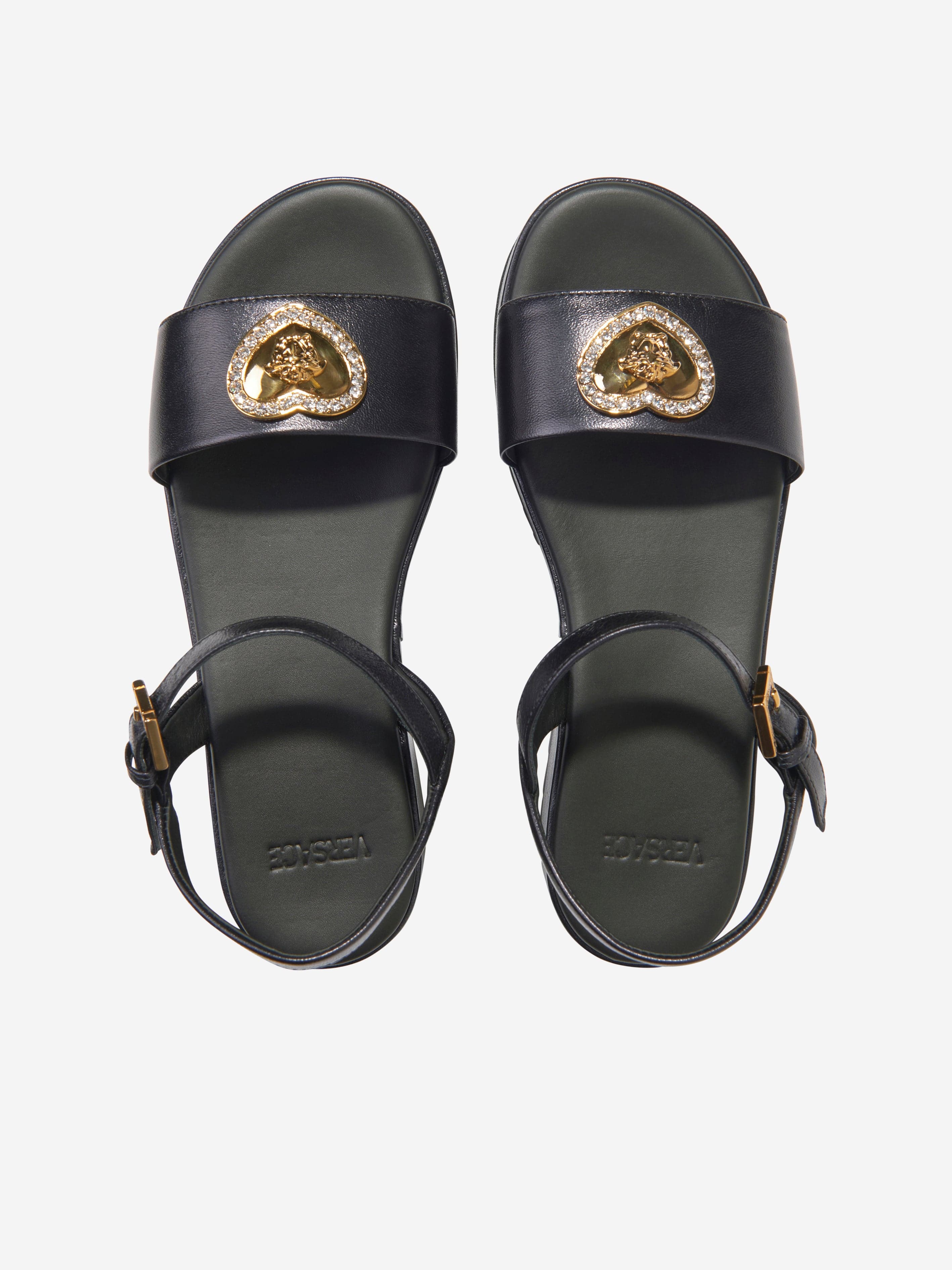 Versace Girls Medusa Heart Sandals in Black