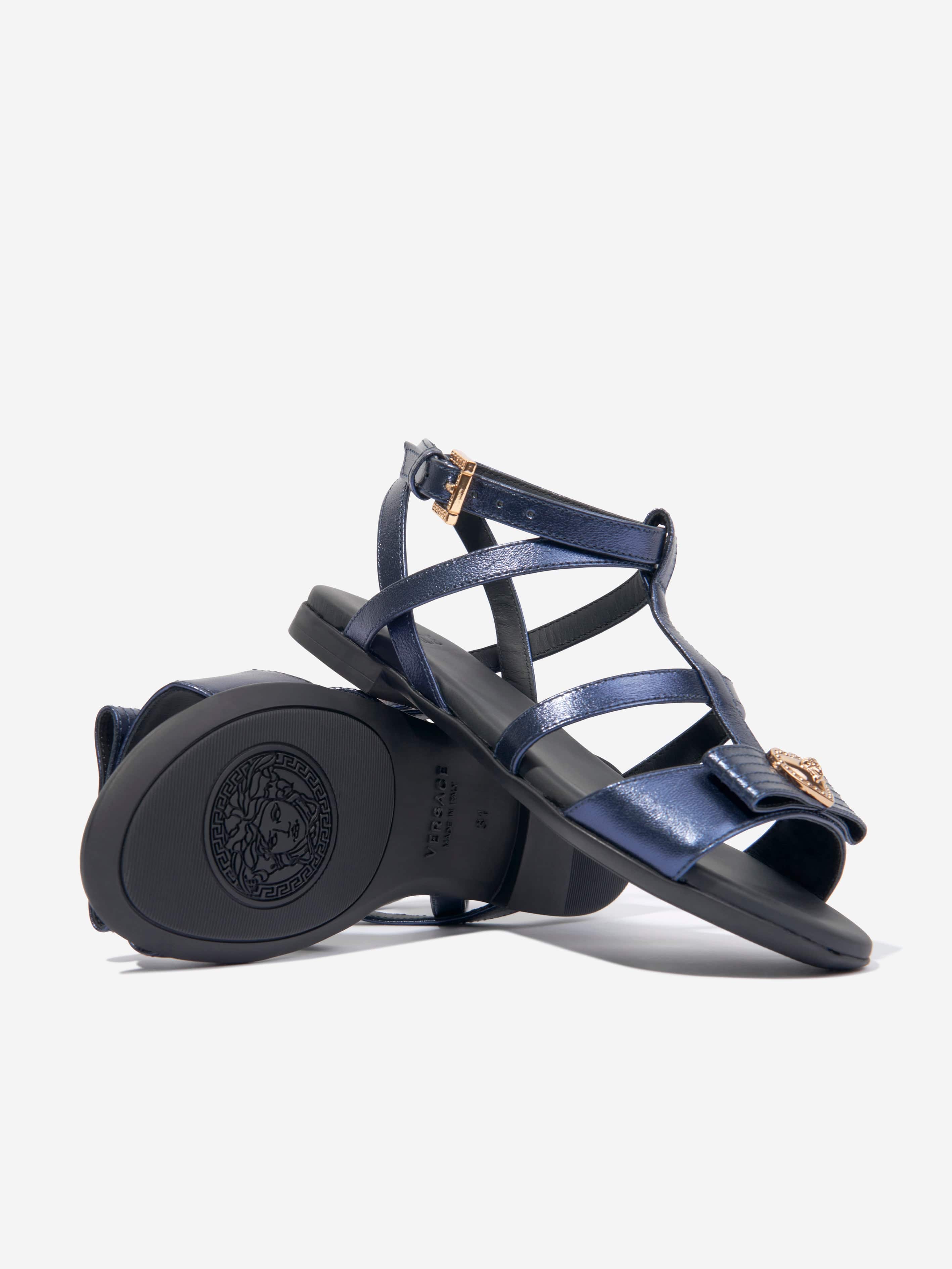 Versace Girls Medusa Heart Sandals in Navy