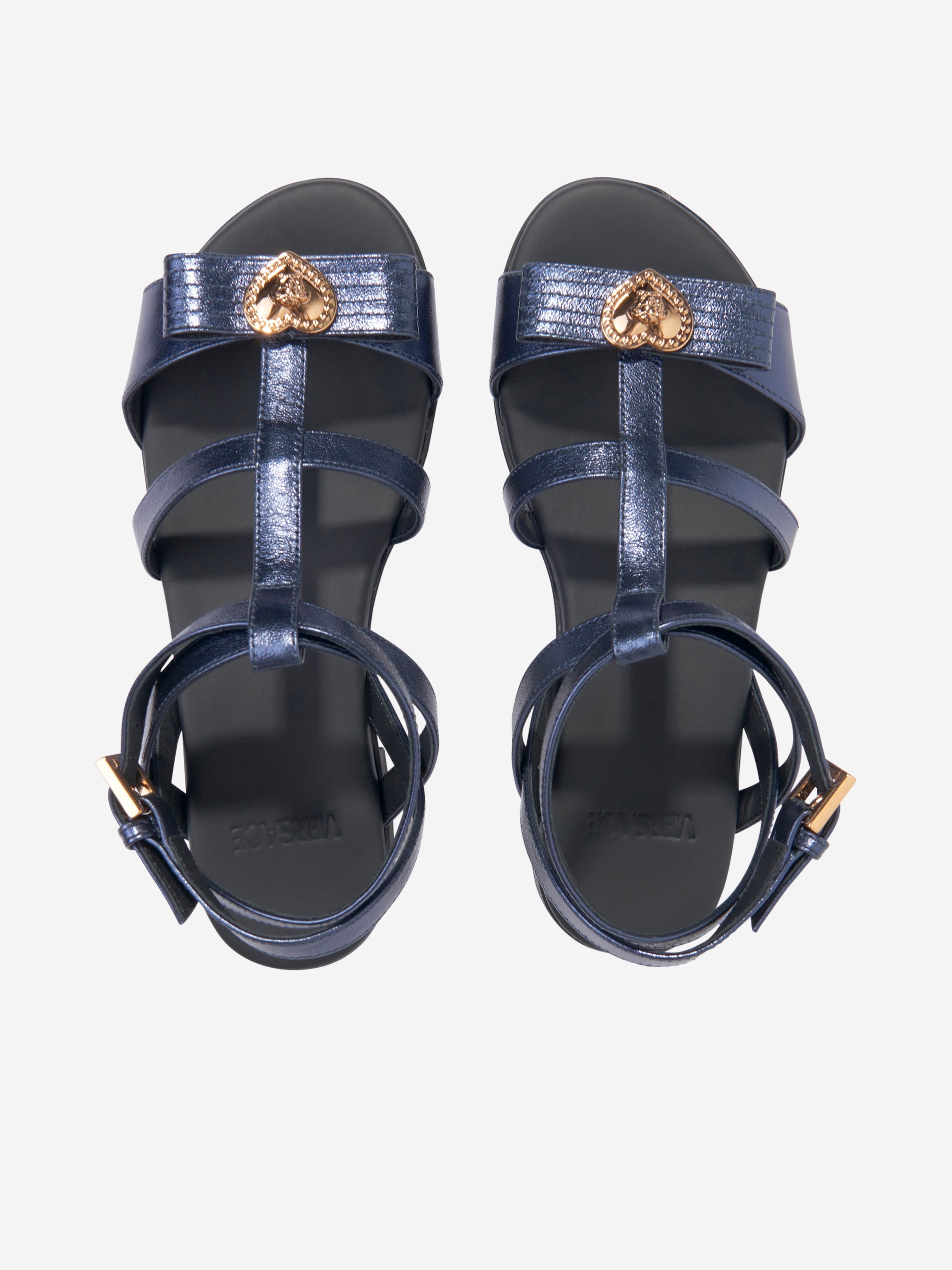 Versace Girls Medusa Heart Sandals in Navy