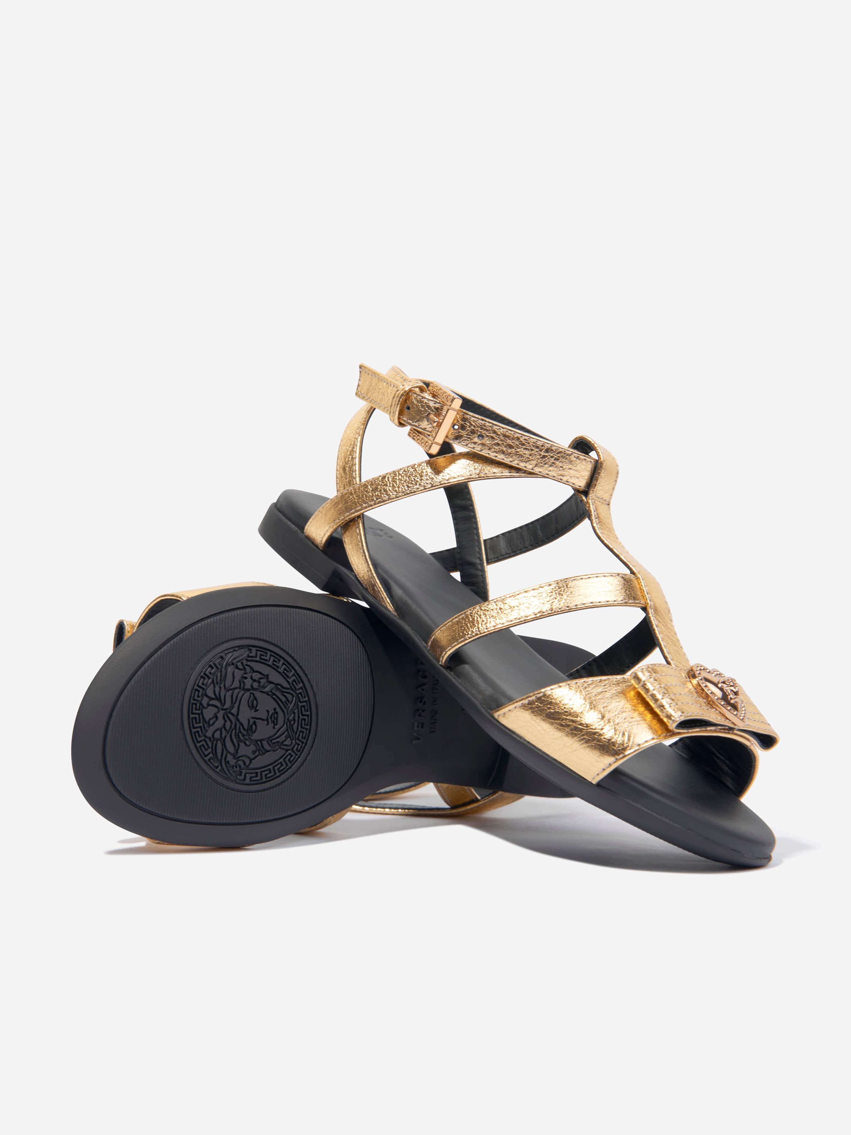 Versace Girls Medusa Heart Sandals in Gold