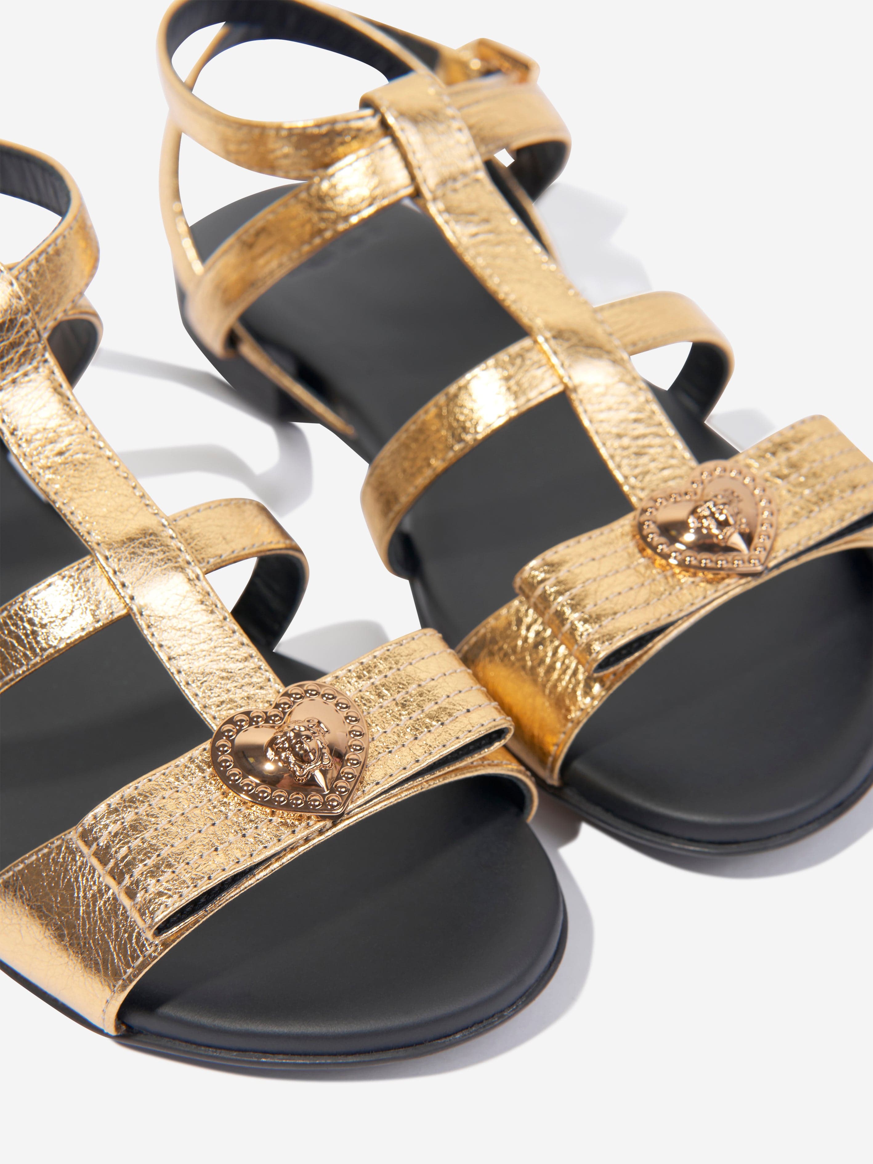 Versace Girls Medusa Heart Sandals in Gold