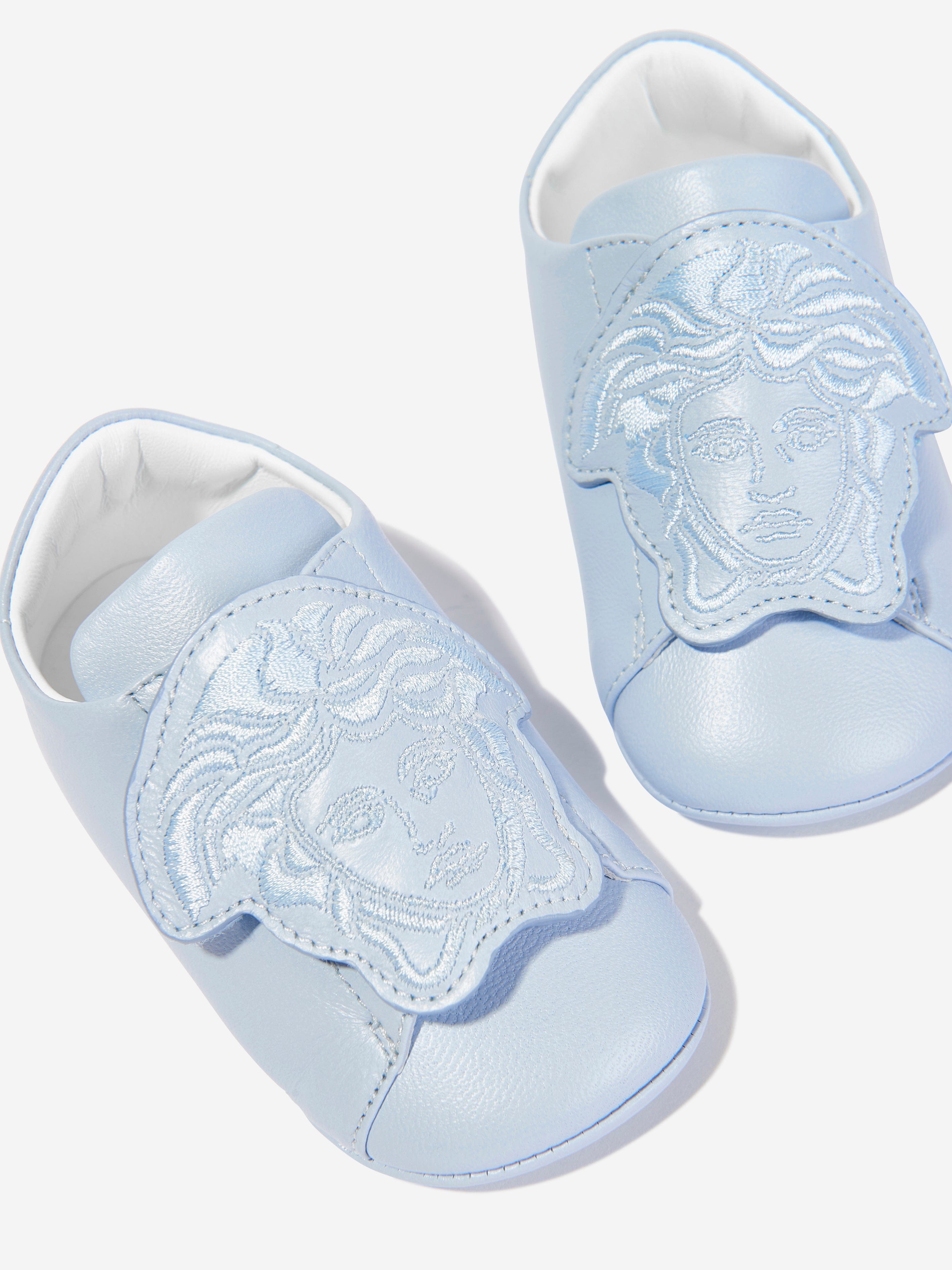 Versace Baby Boys Leather Trainers in Blue