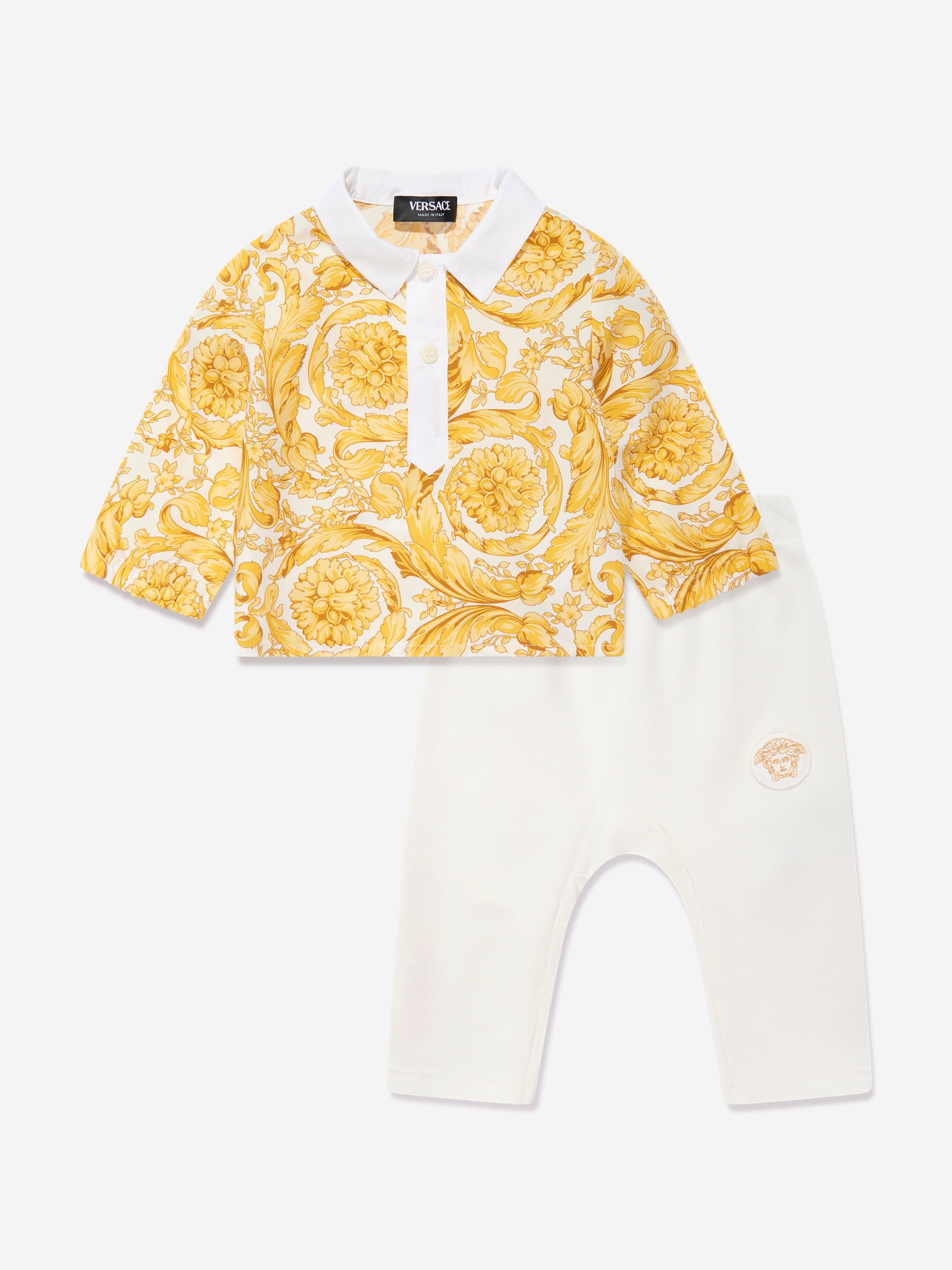 Versace Baby Barocco Outfit Set in Gold