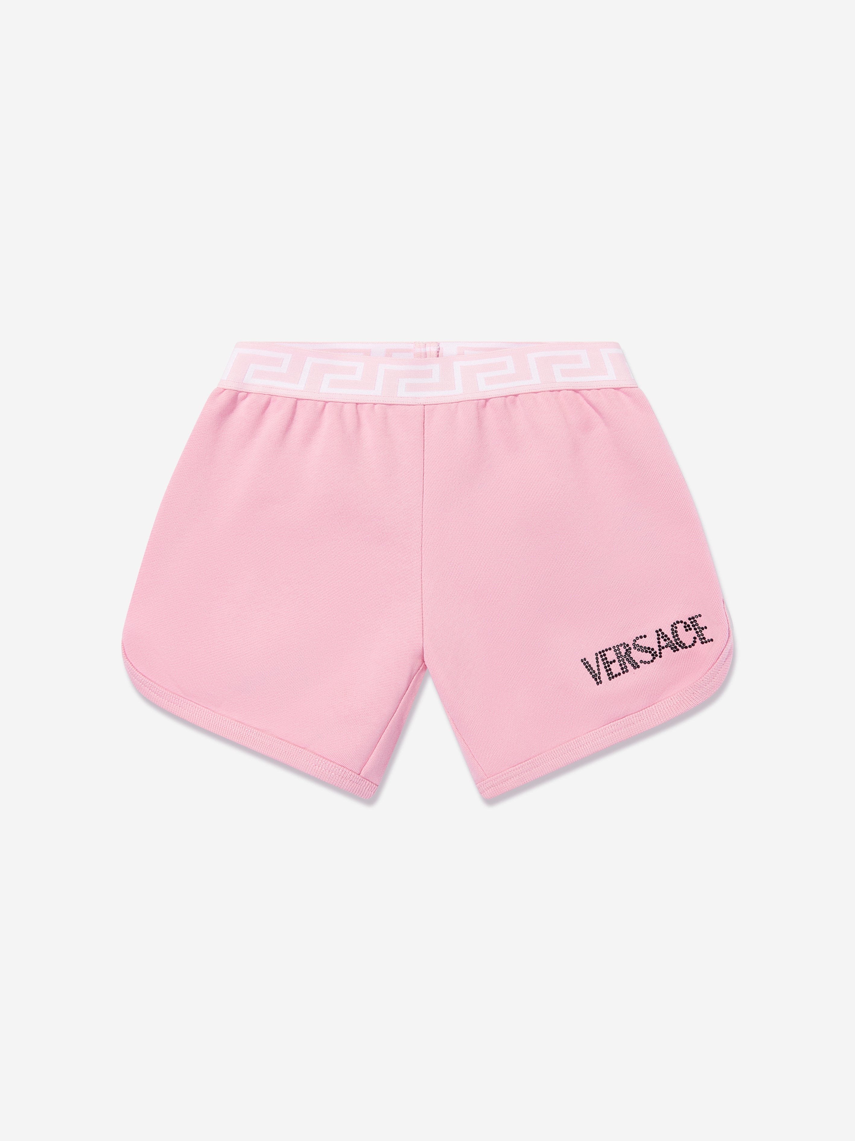 Versace Girls Embroidered Logo Shorts in Pink