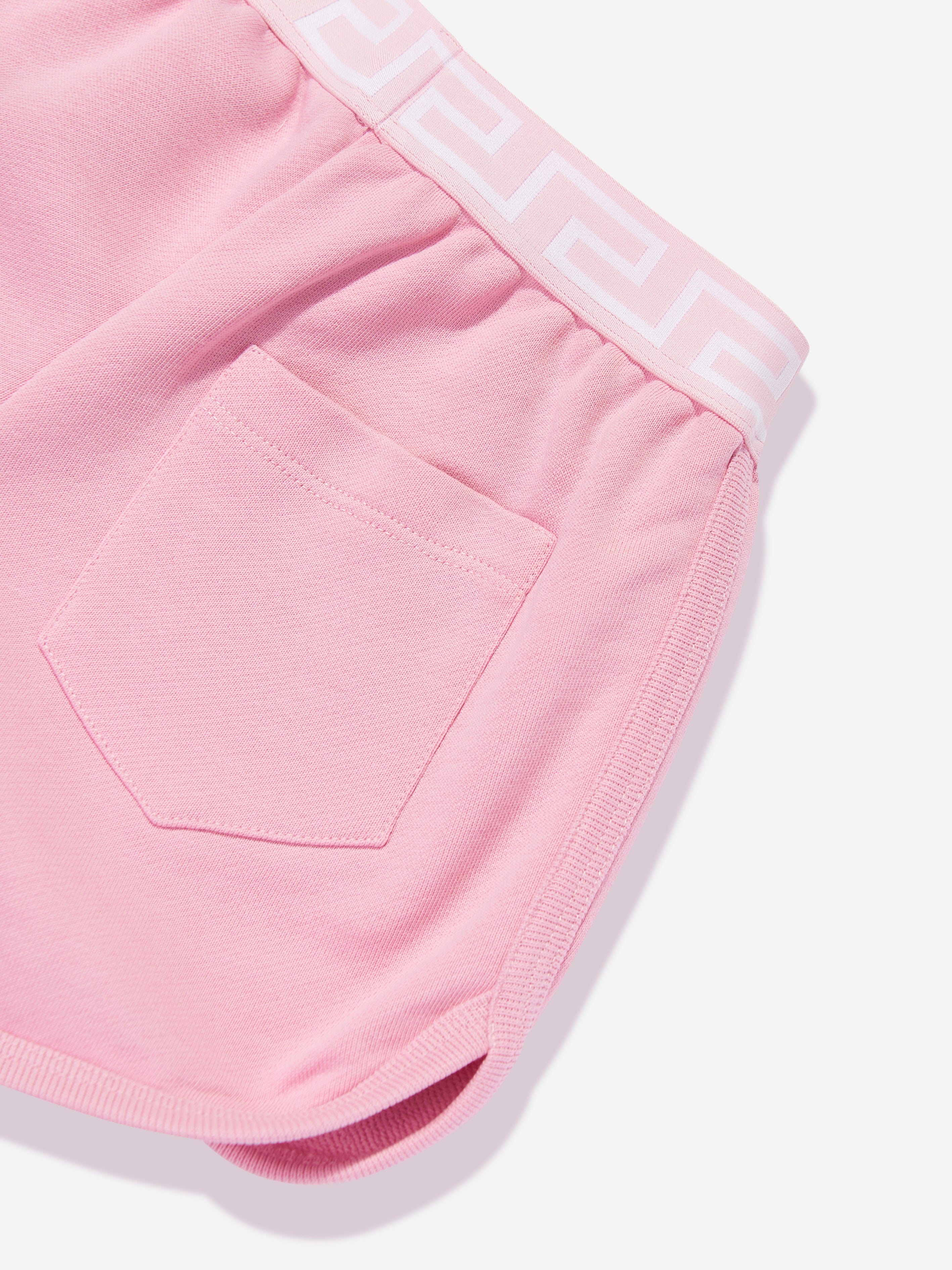 Versace Girls Embroidered Logo Shorts in Pink