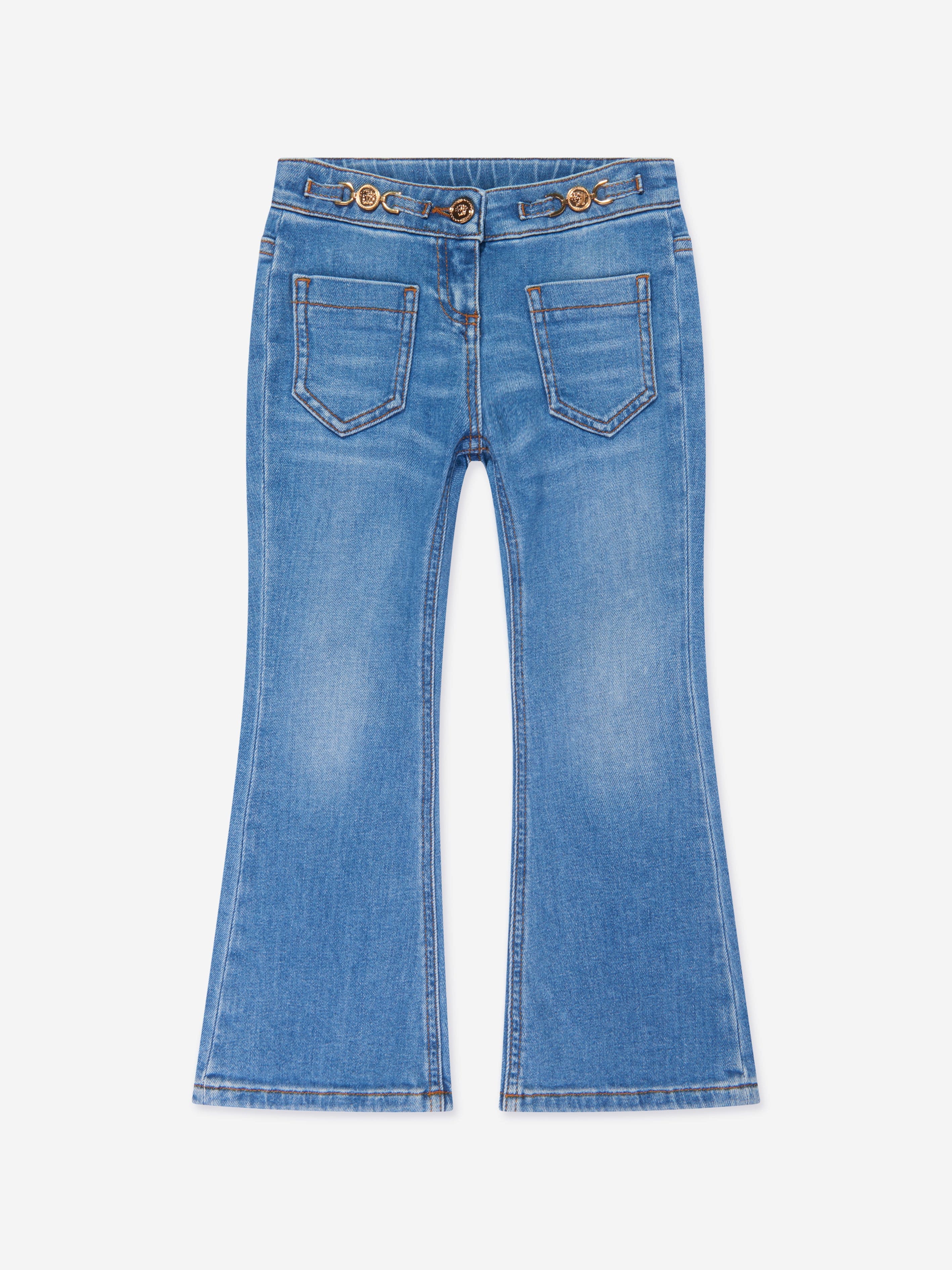 Versace Girls Flared Denim Jeans in Blue