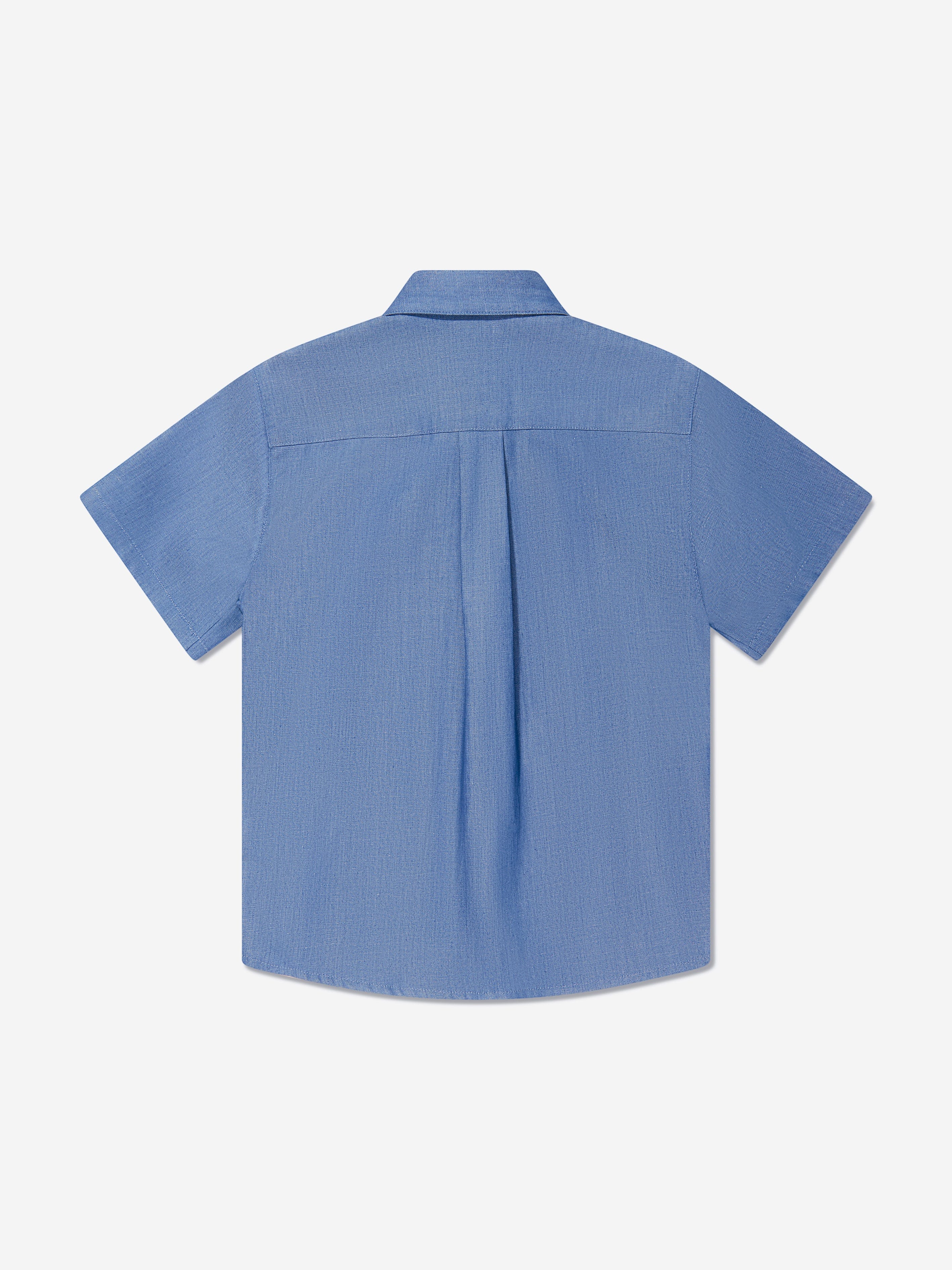 Versace Boys Short Sleeve Chambray Shirt in Blue