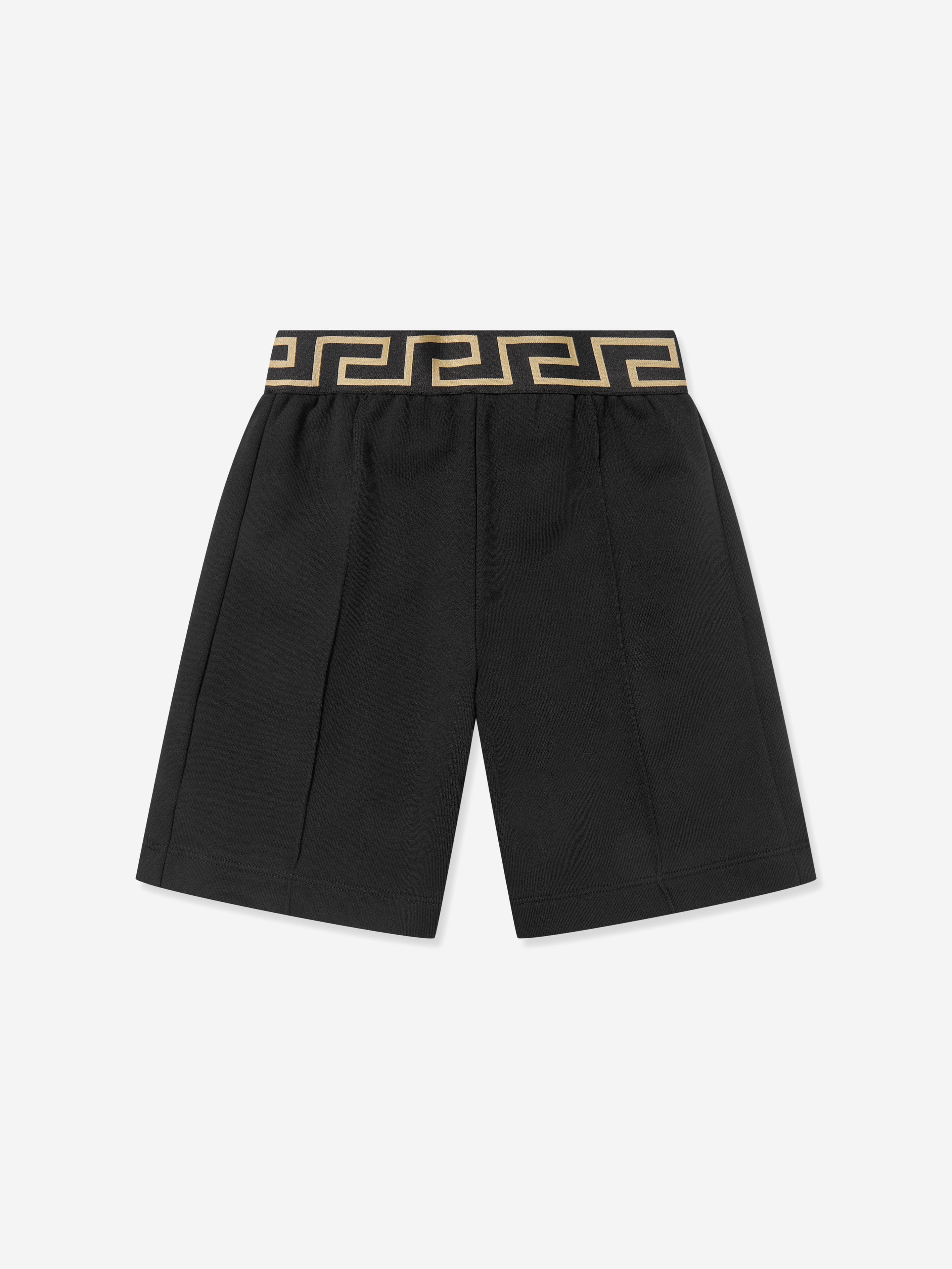 Versace Boys Embroidered Logo Shorts in Black