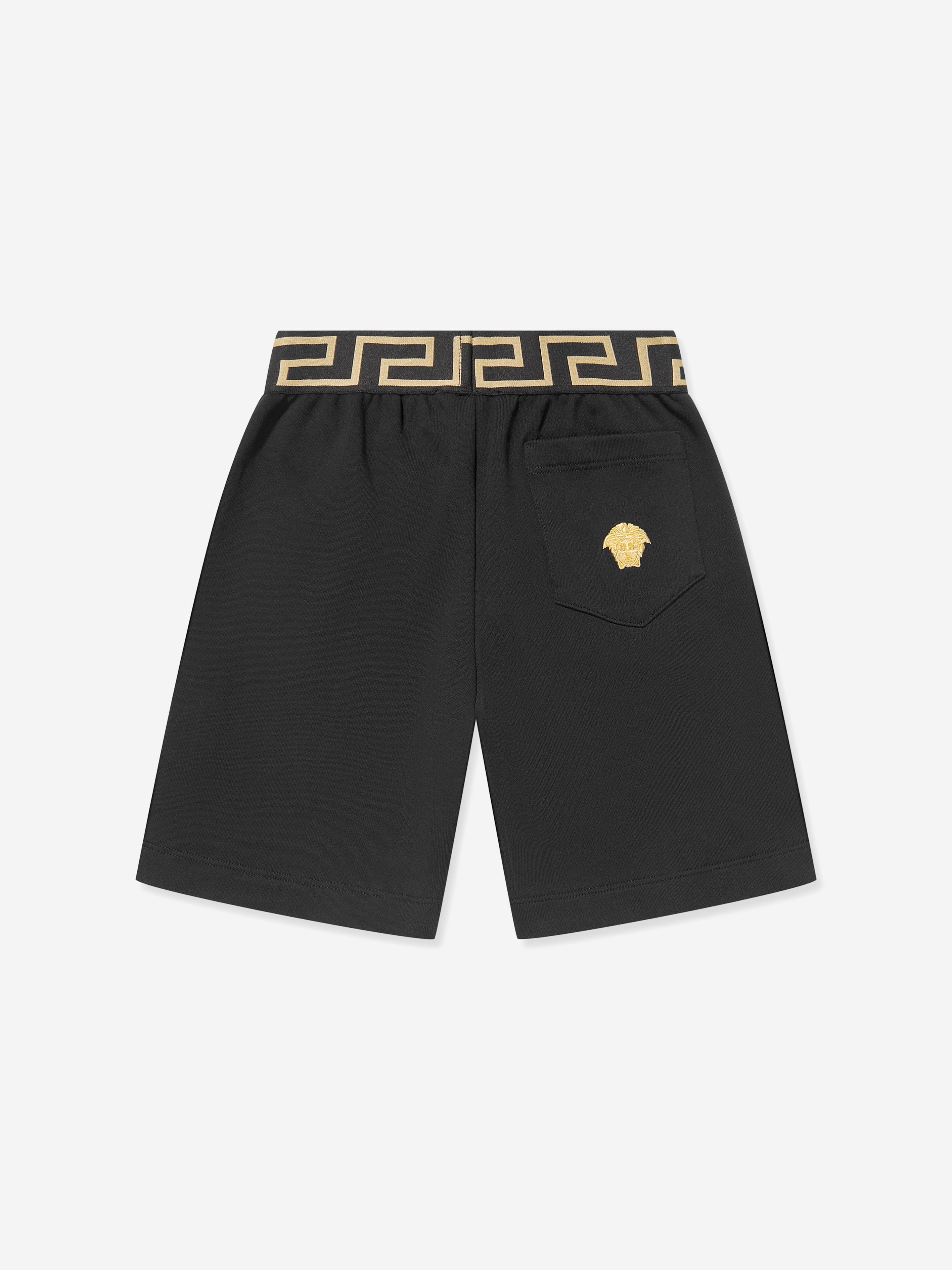 Versace Boys Embroidered Logo Shorts in Black