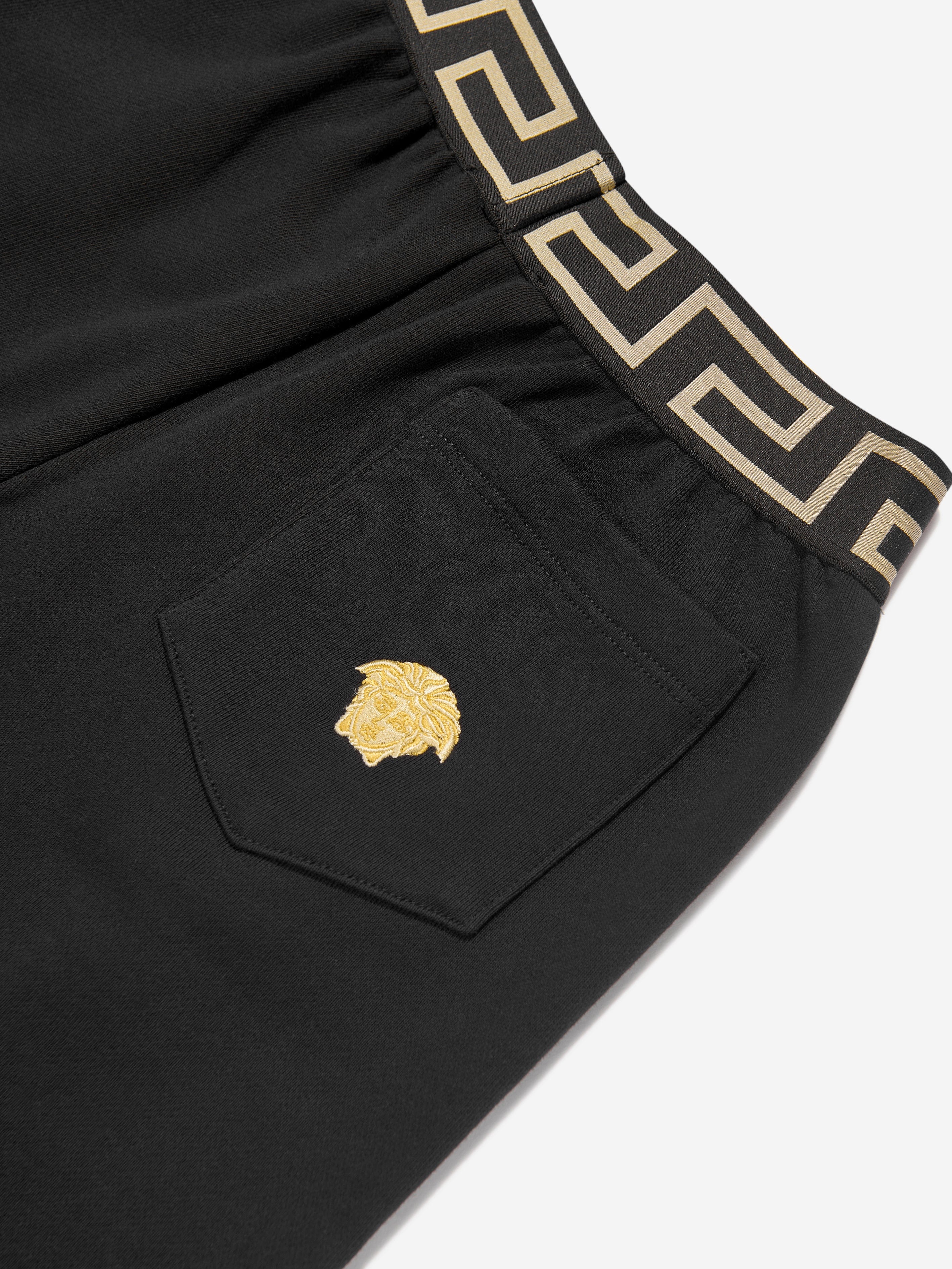 Versace Boys Embroidered Logo Shorts in Black