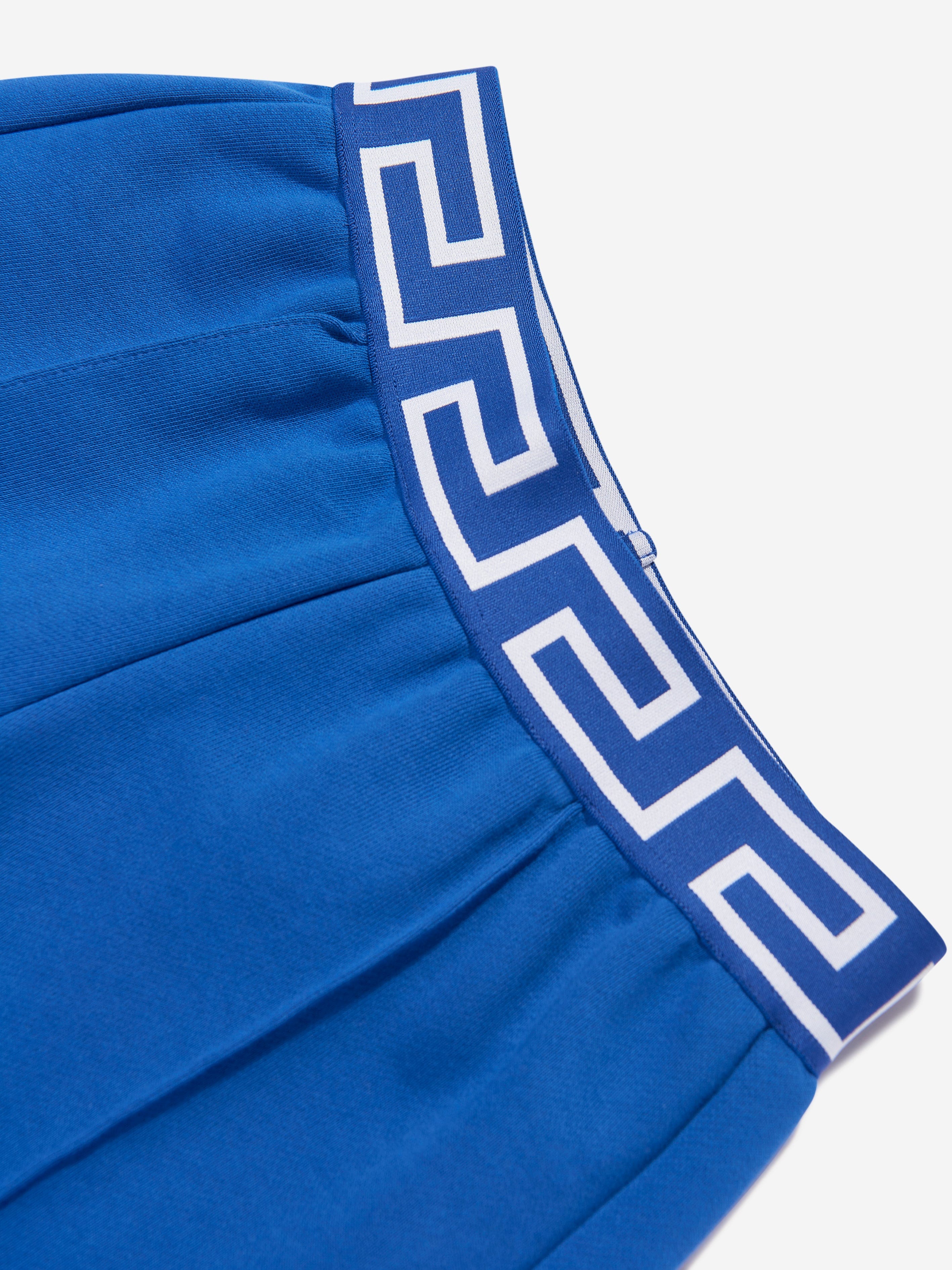 Versace Boys Embroidered Logo Shorts in Blue