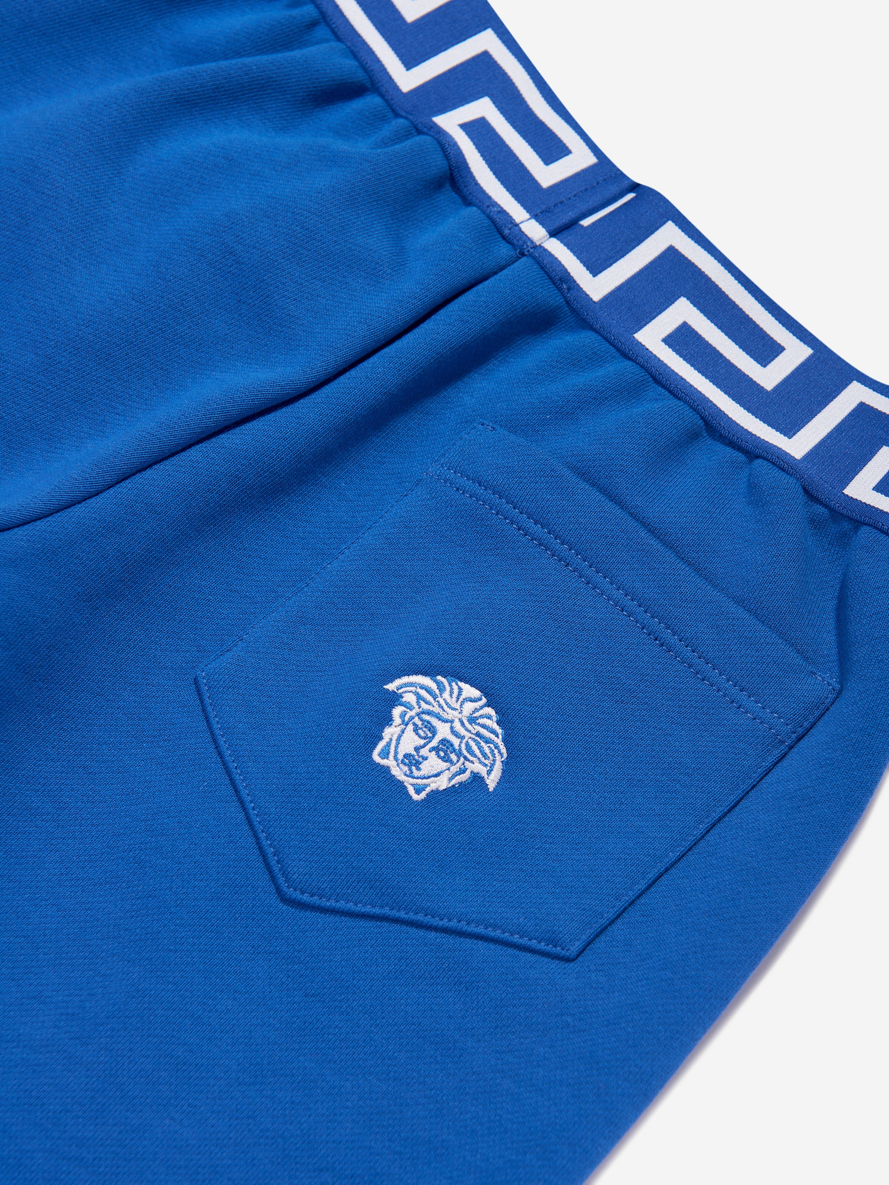 Versace Boys Embroidered Logo Shorts in Blue