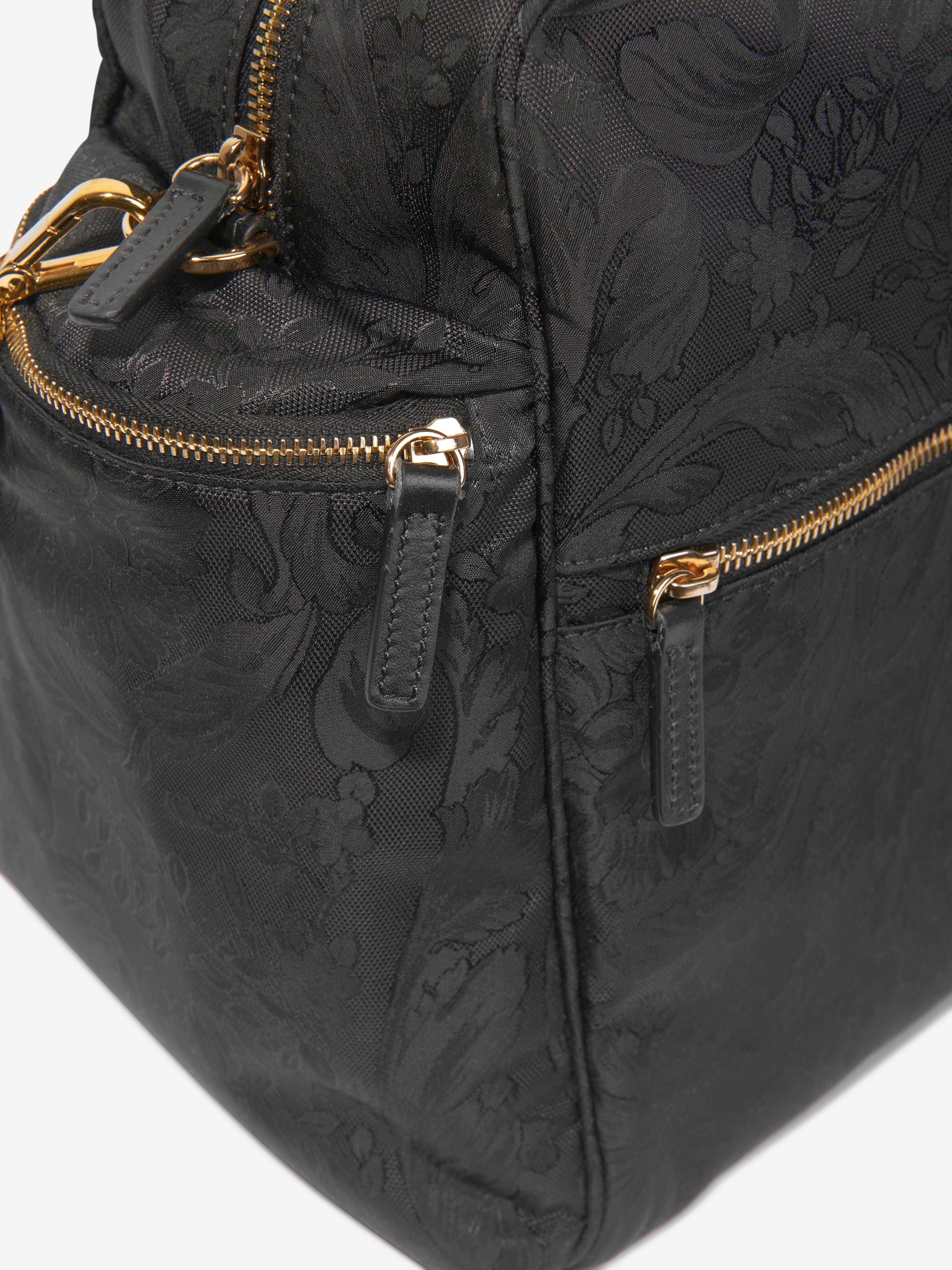 Versace Baby Barocco Logo Changing Bag in Black