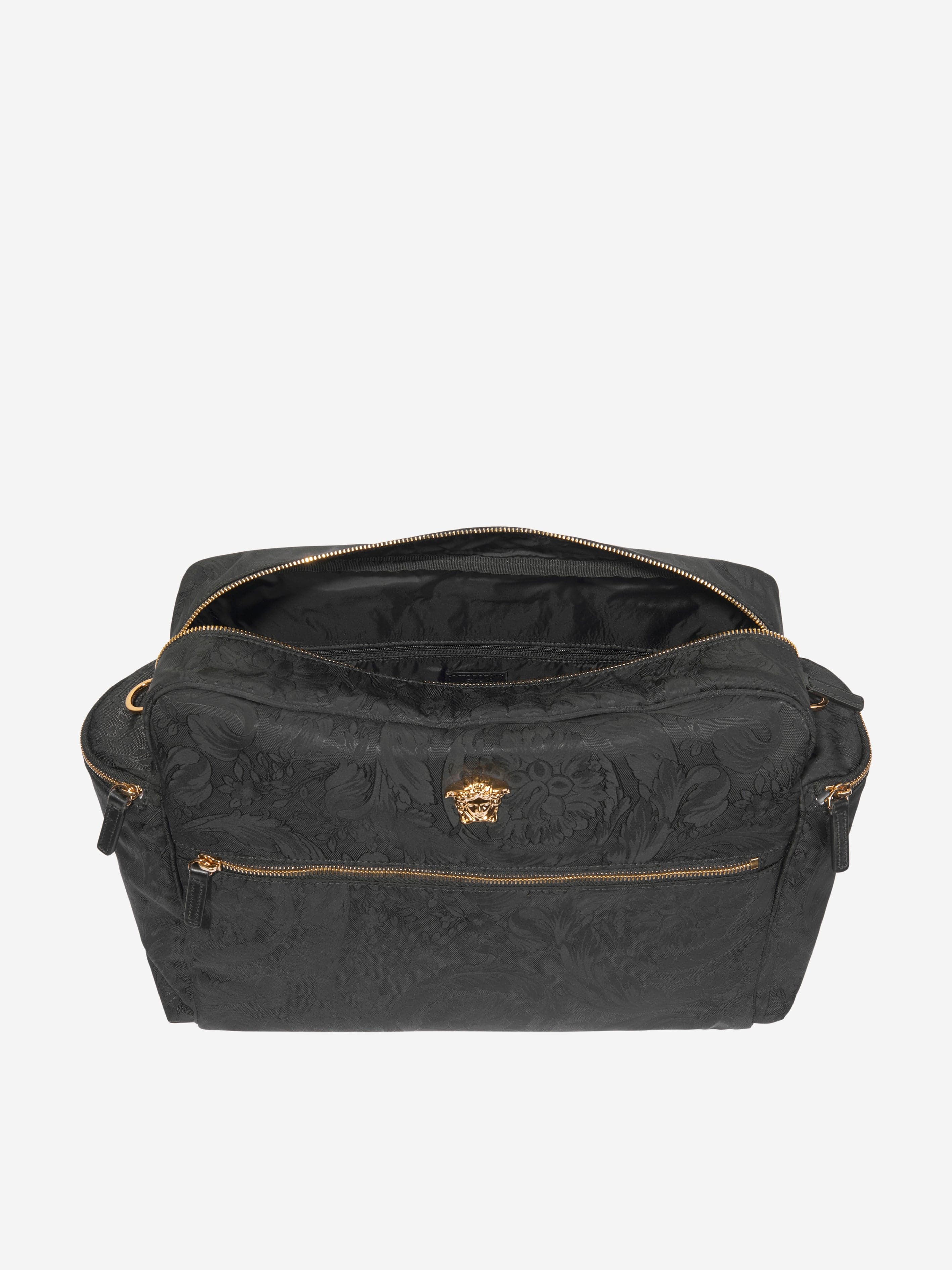 Versace Baby Barocco Logo Changing Bag in Black