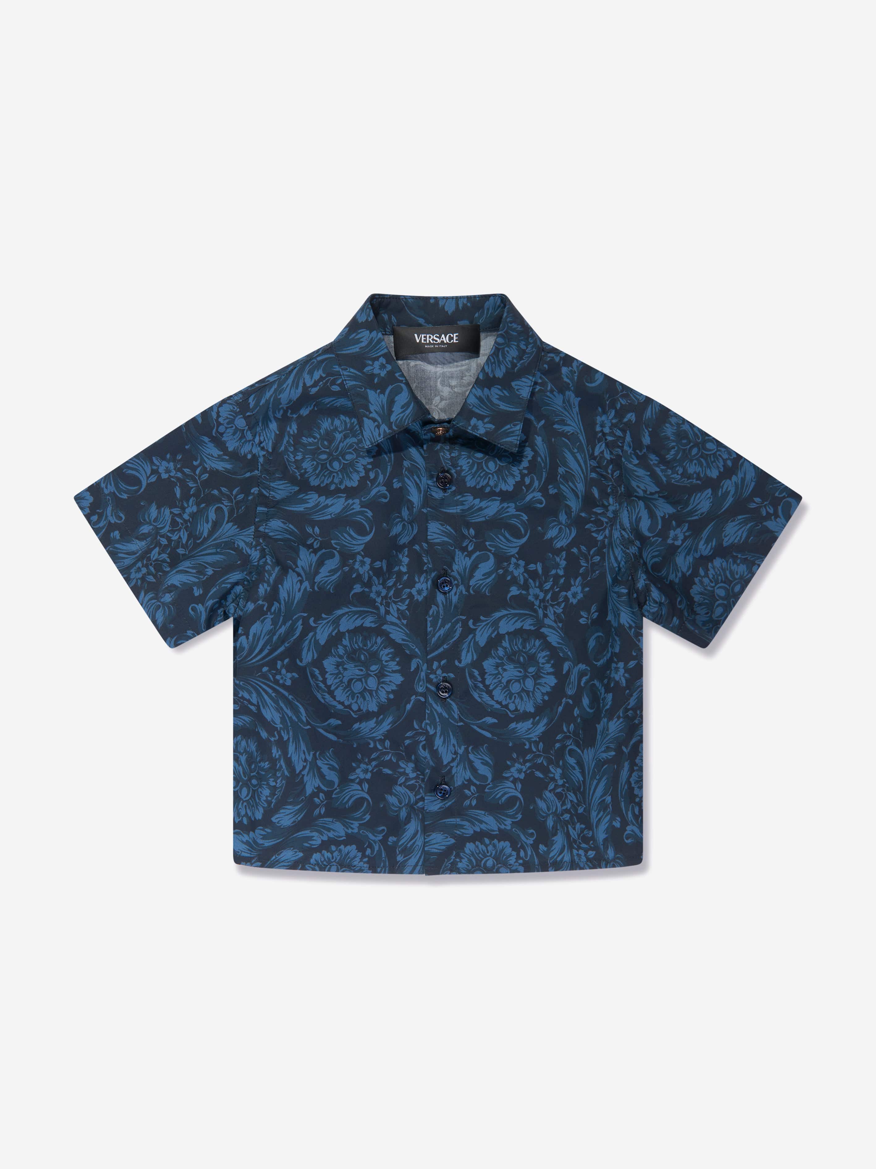 Versace Baby Boys Barocco Shirt in Navy