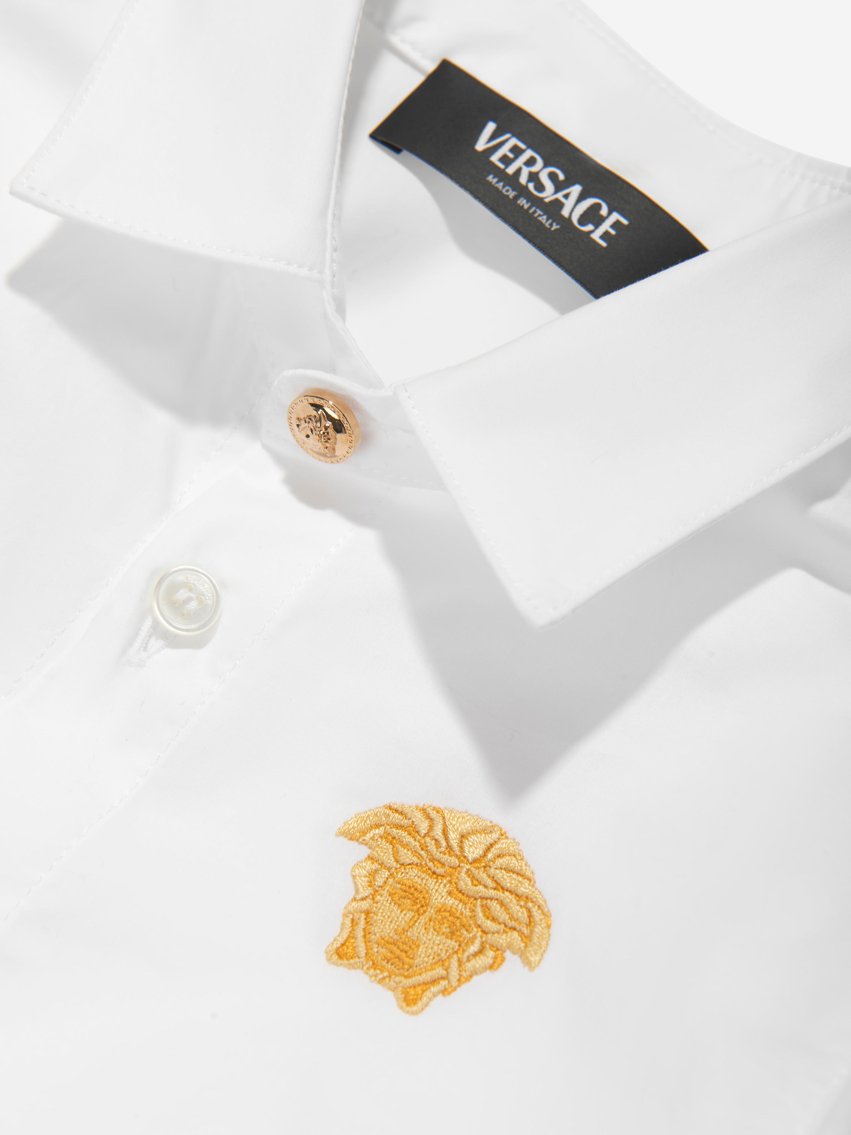 Versace Baby Boys Embroidered Logo Shirt in White