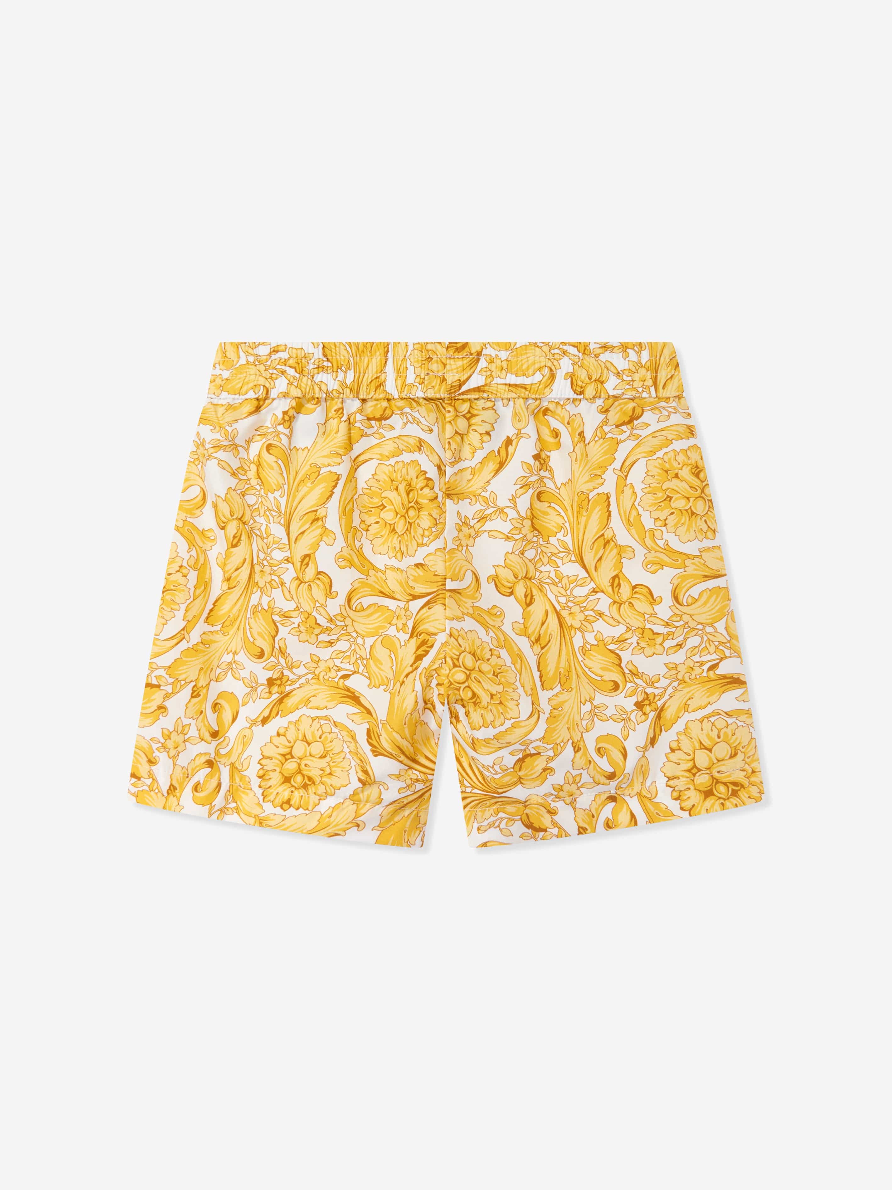 Versace Baby Barocco Print Shorts in Gold