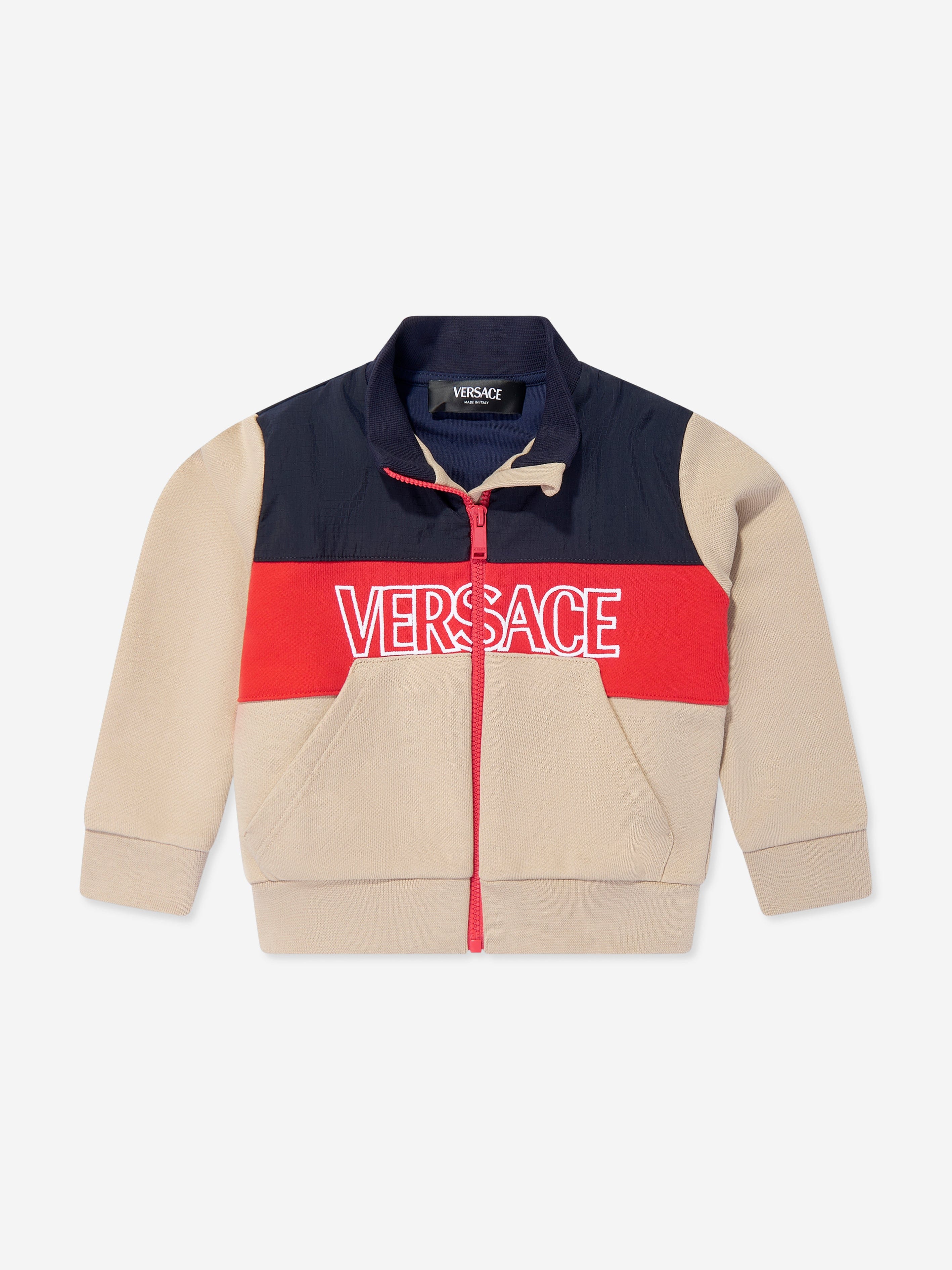 Versace Baby Boys Logo Zip Up Top in Multicolour