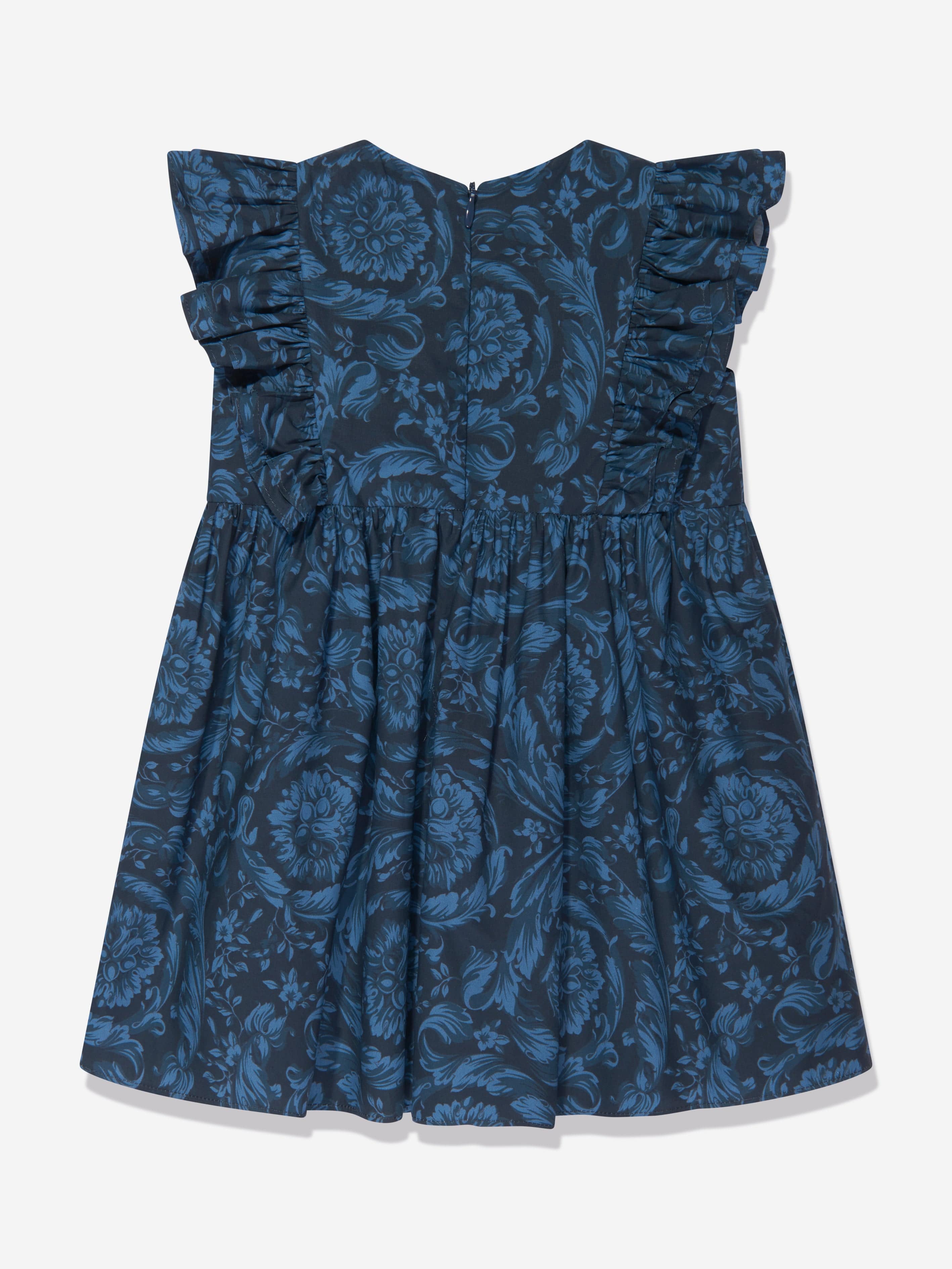 Versace Baby Girls Barocco Print Dress in Navy