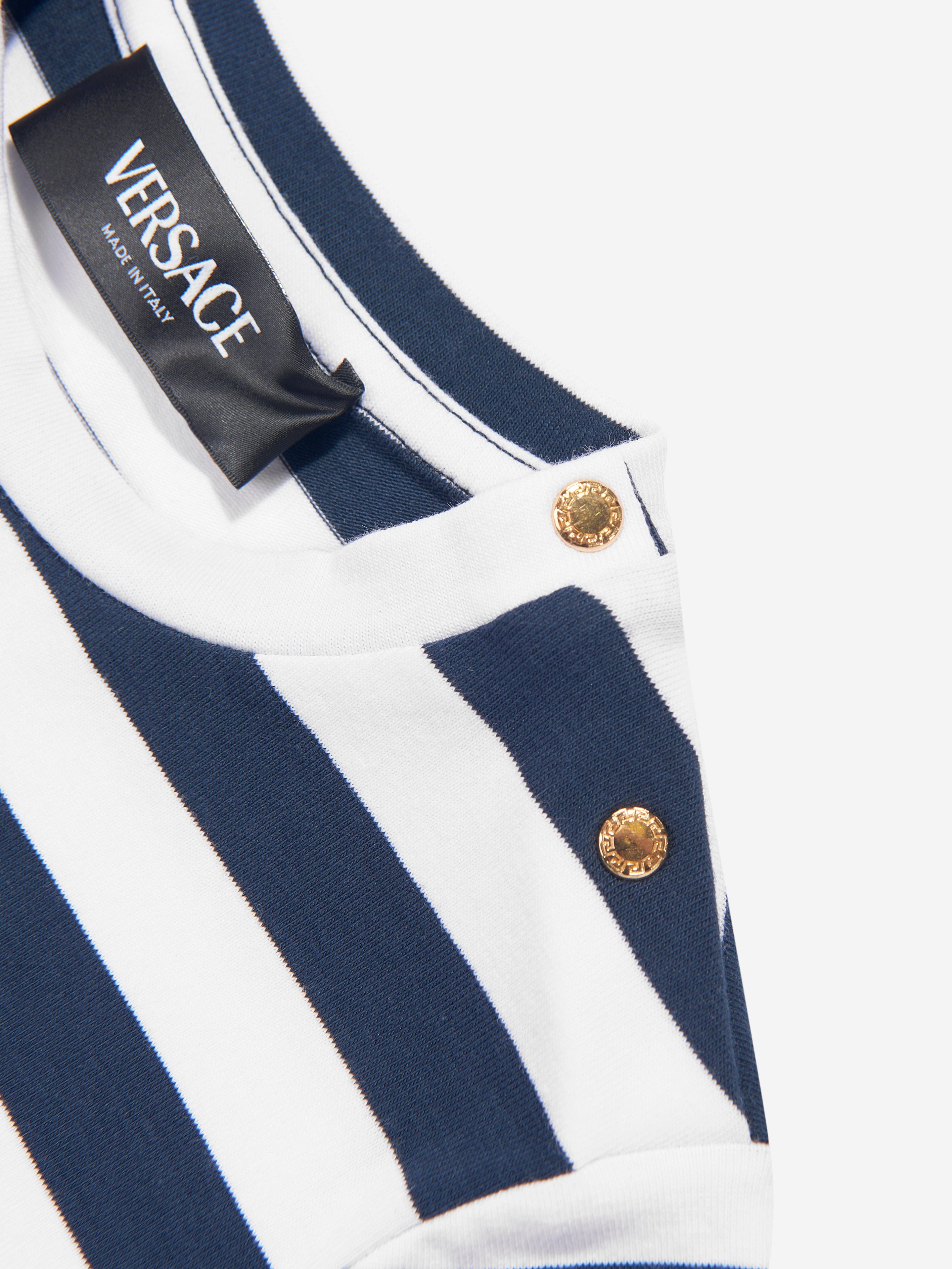 Versace Baby Girls Nautical Striped Dress in Navy