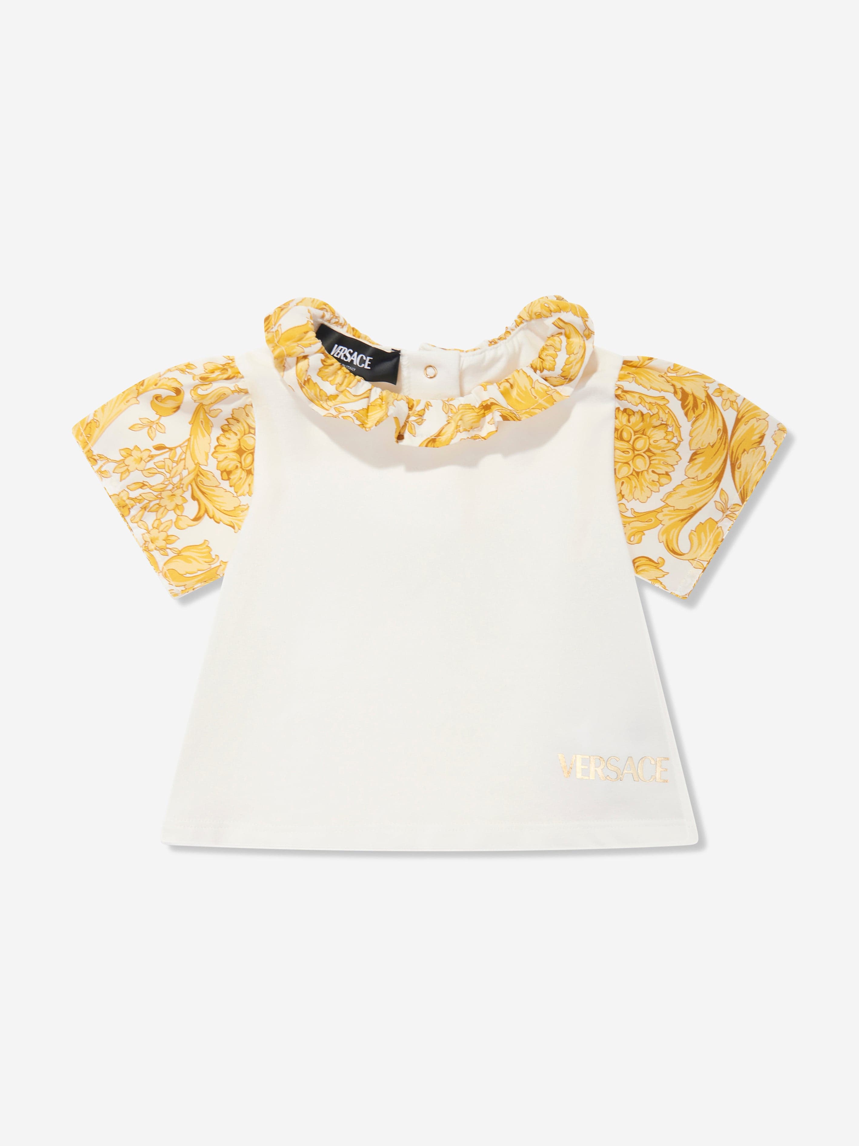 Versace Baby Girls Barocco Logo T-Shirt in White