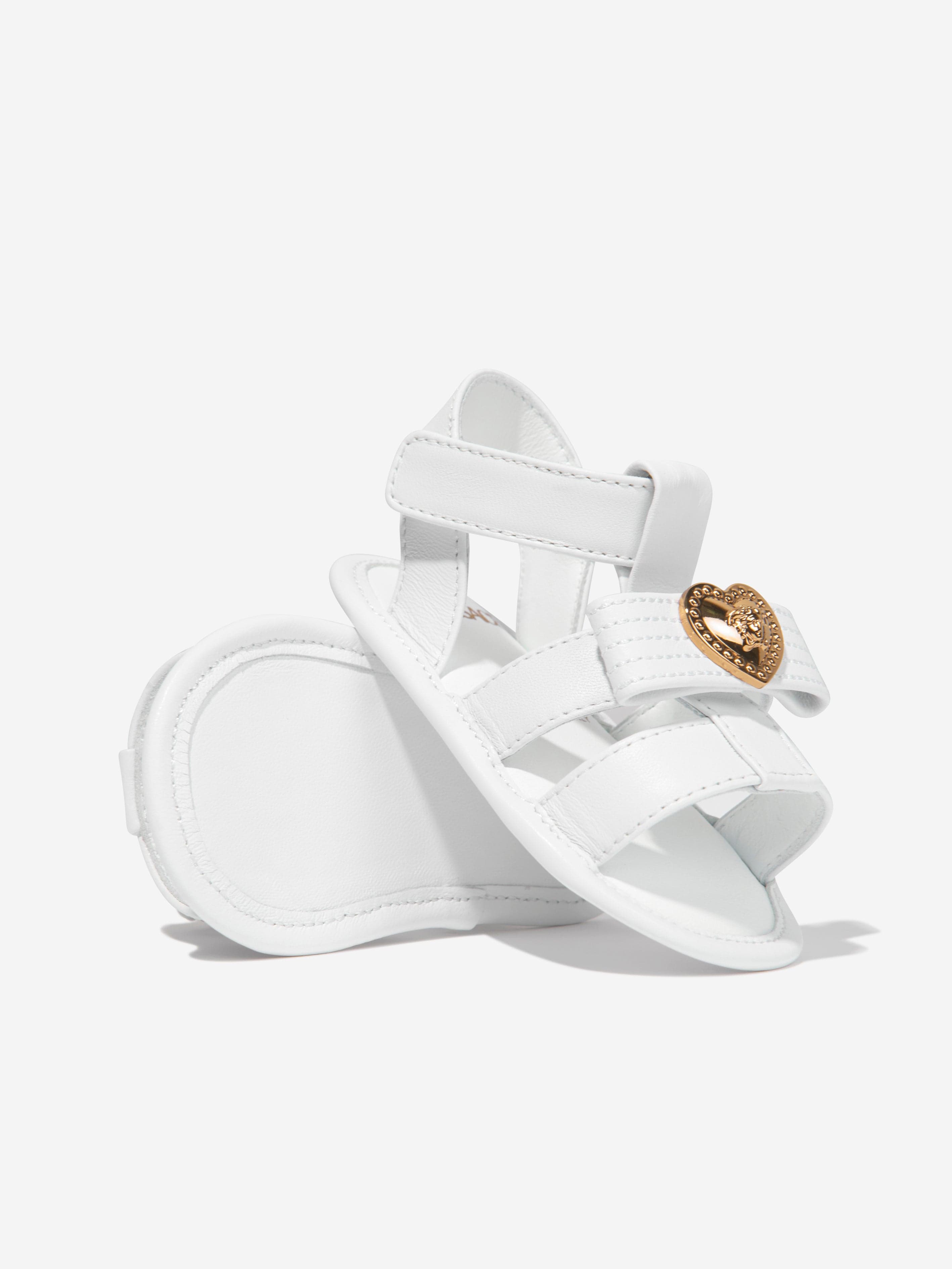 Versace Baby Girls Leather Medusa Heart Sandals in White