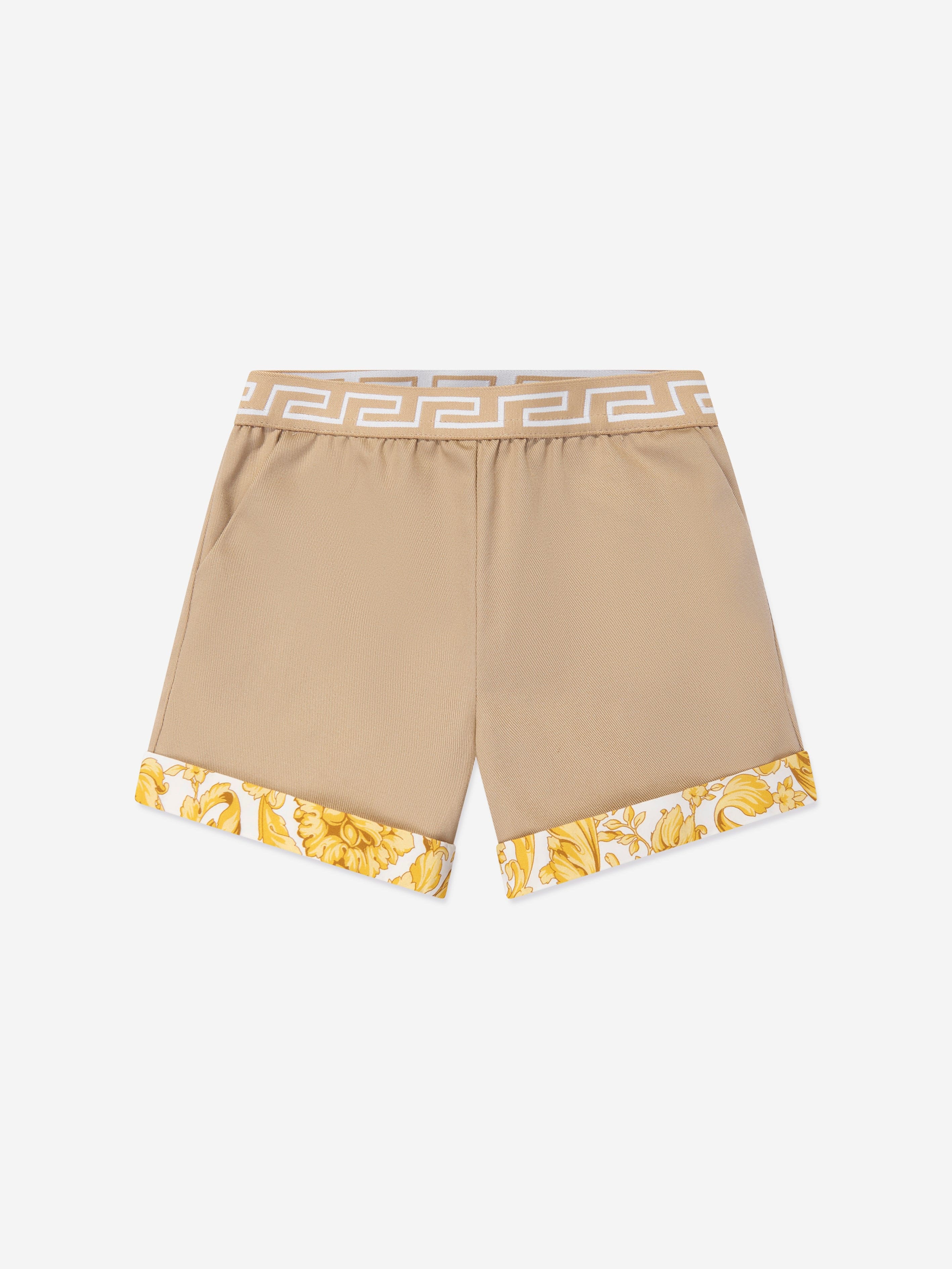 Versace Baby Gabardine Barocco Shorts in Beige