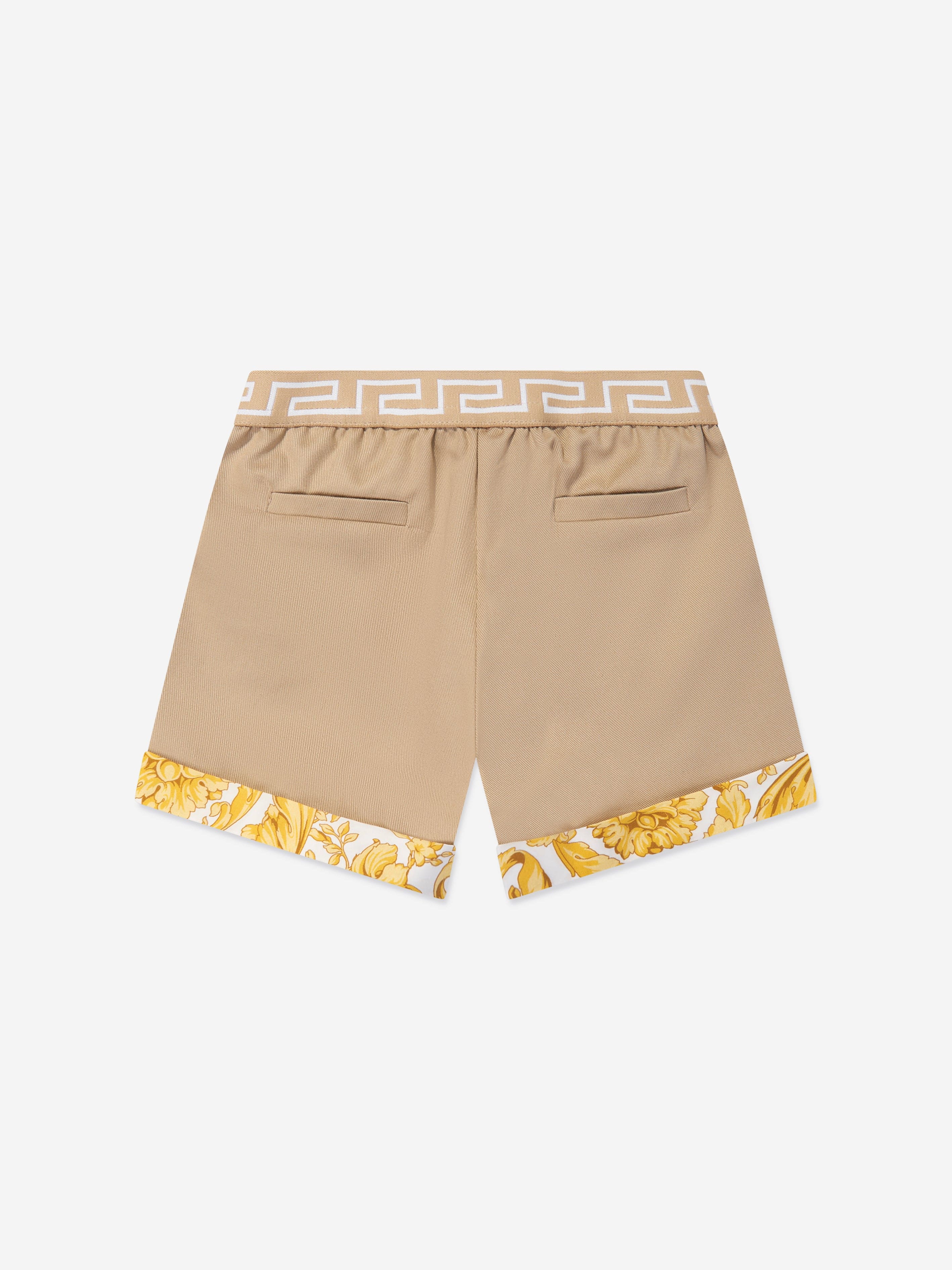 Versace Baby Gabardine Barocco Shorts in Beige