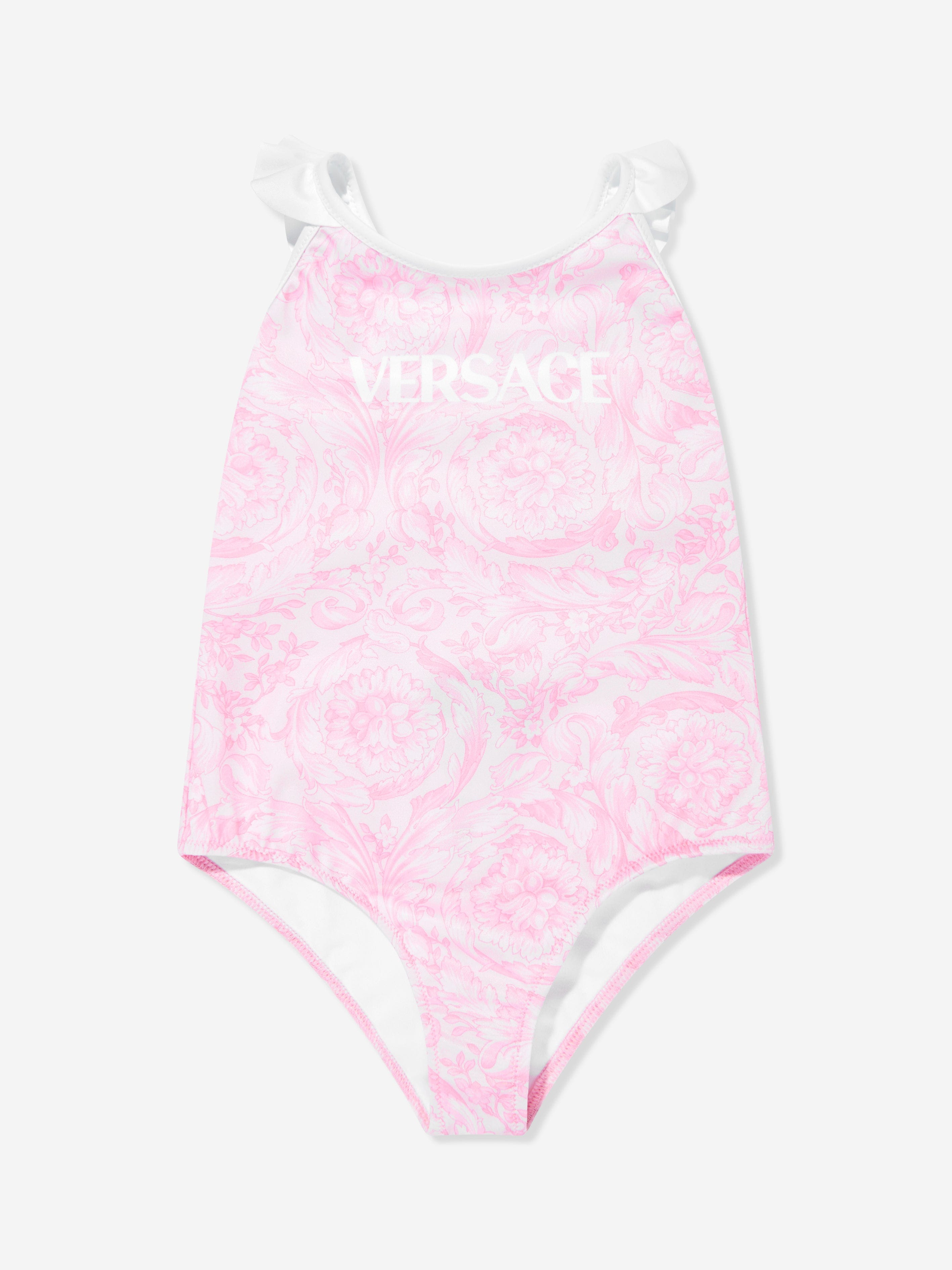 Versace Girls Barocco Logo Swimsuit in Pink