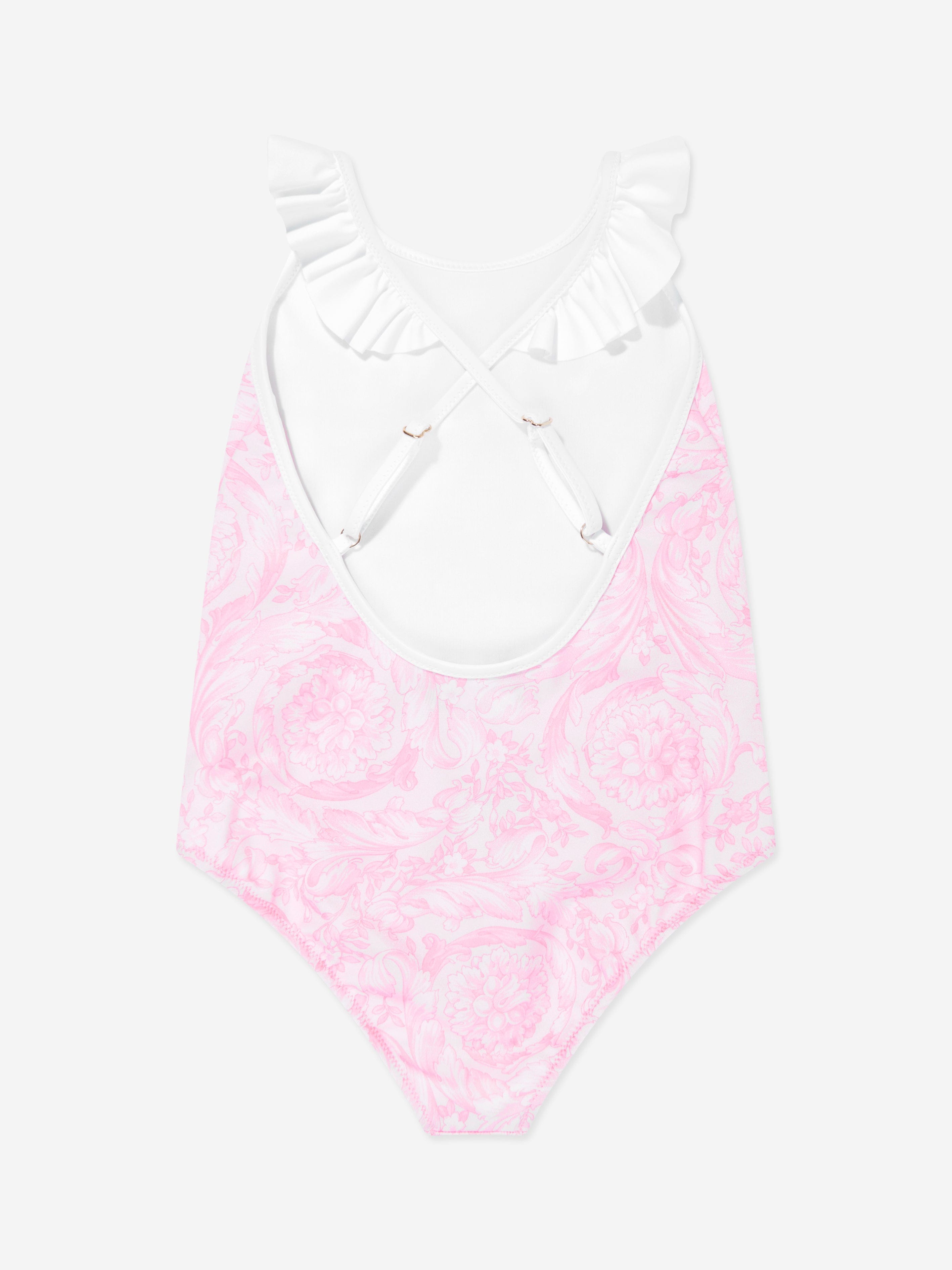 Versace Girls Barocco Logo Swimsuit in Pink