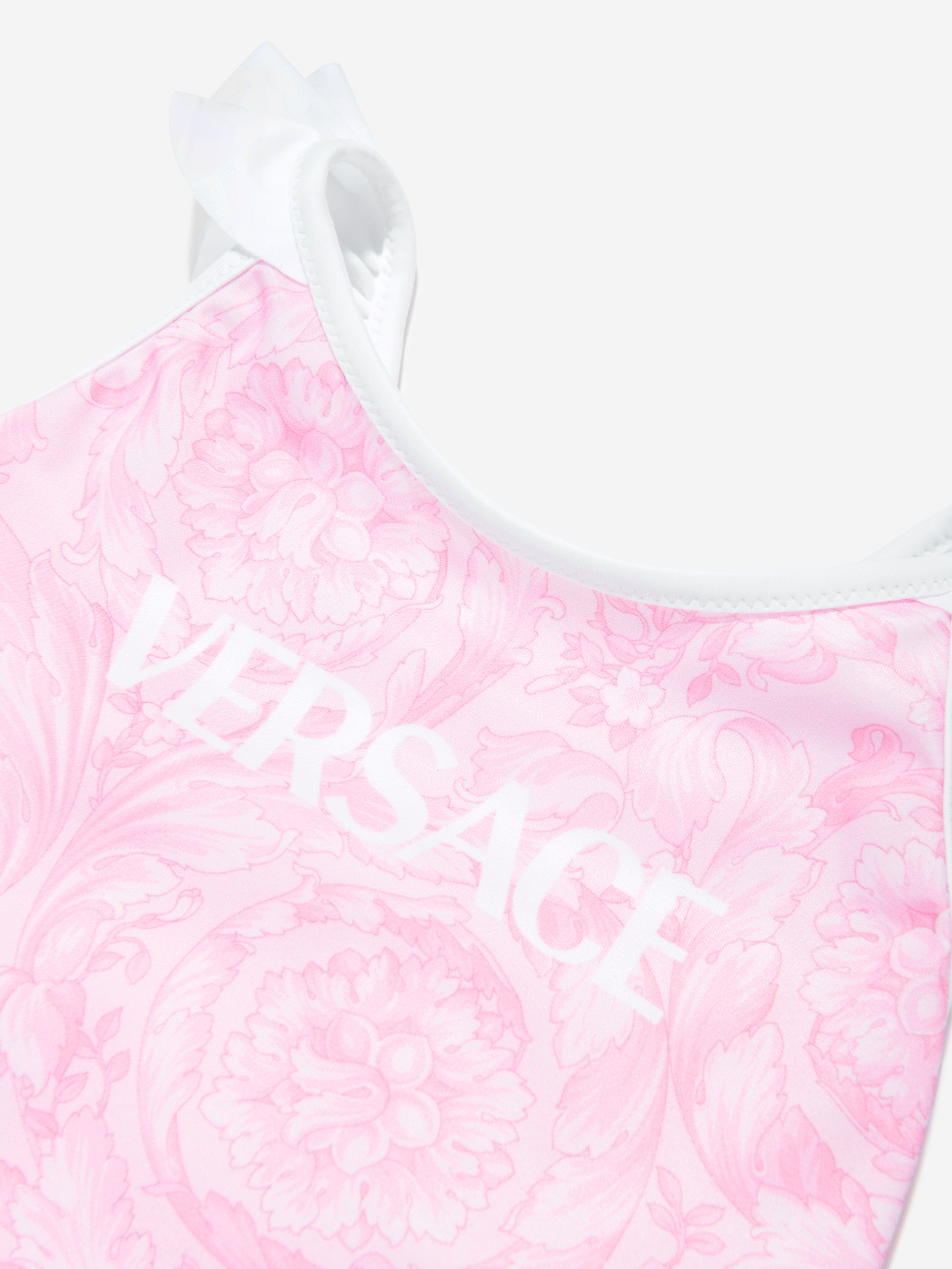 Versace Girls Barocco Logo Swimsuit in Pink