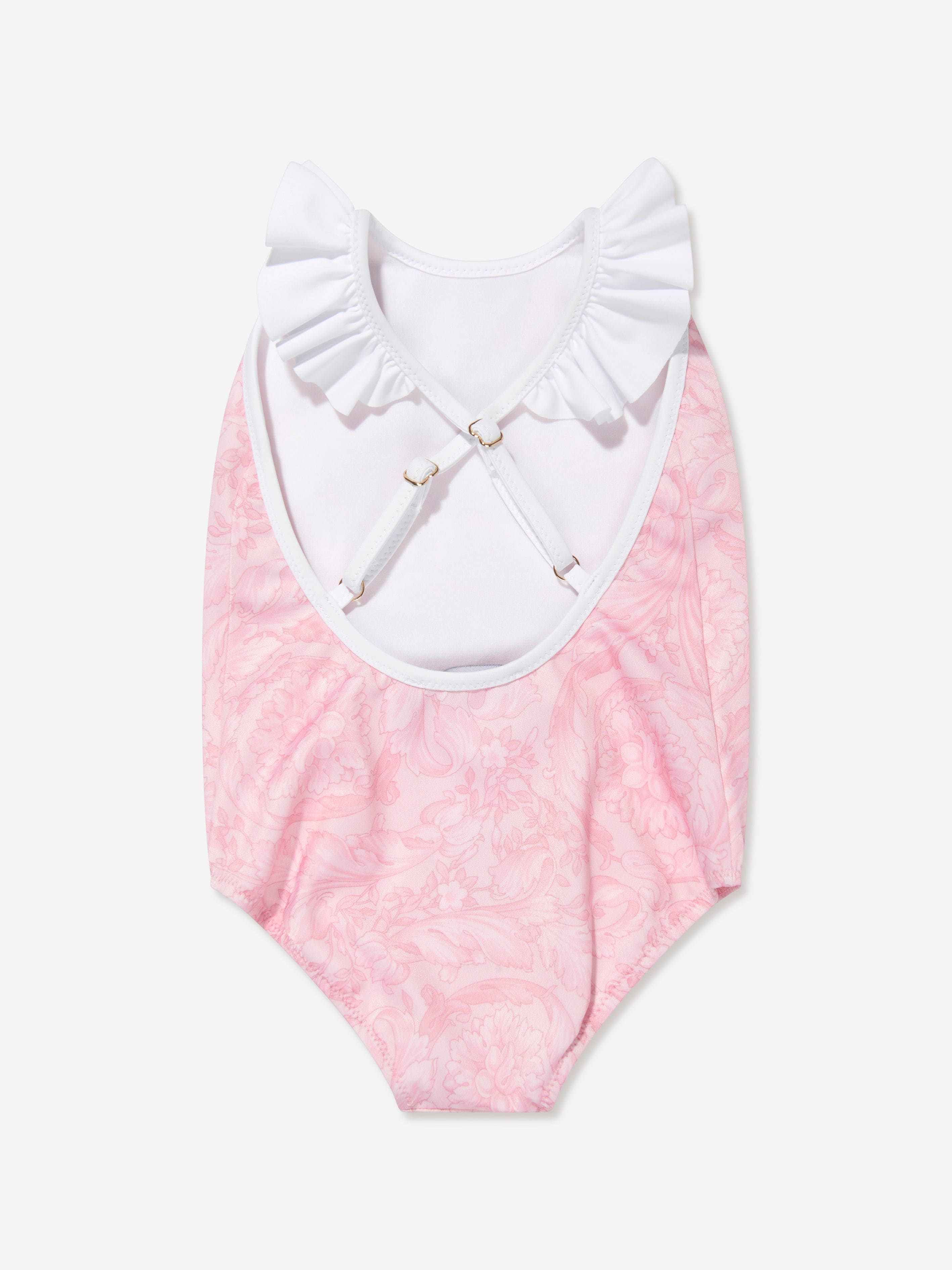 Versace Baby Girls Barocco Print Swimsuit in Pink