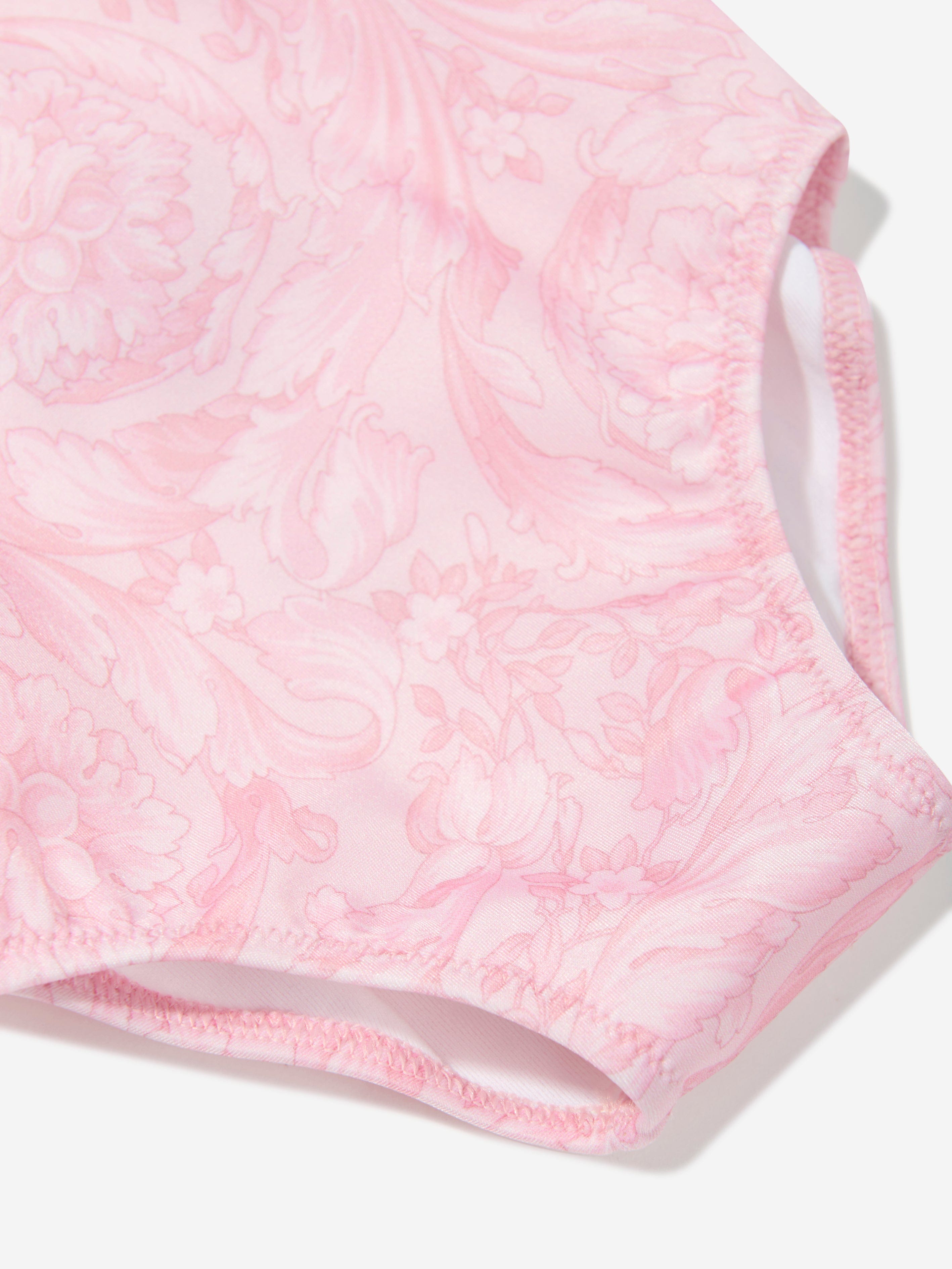 Versace Baby Girls Barocco Print Swimsuit in Pink