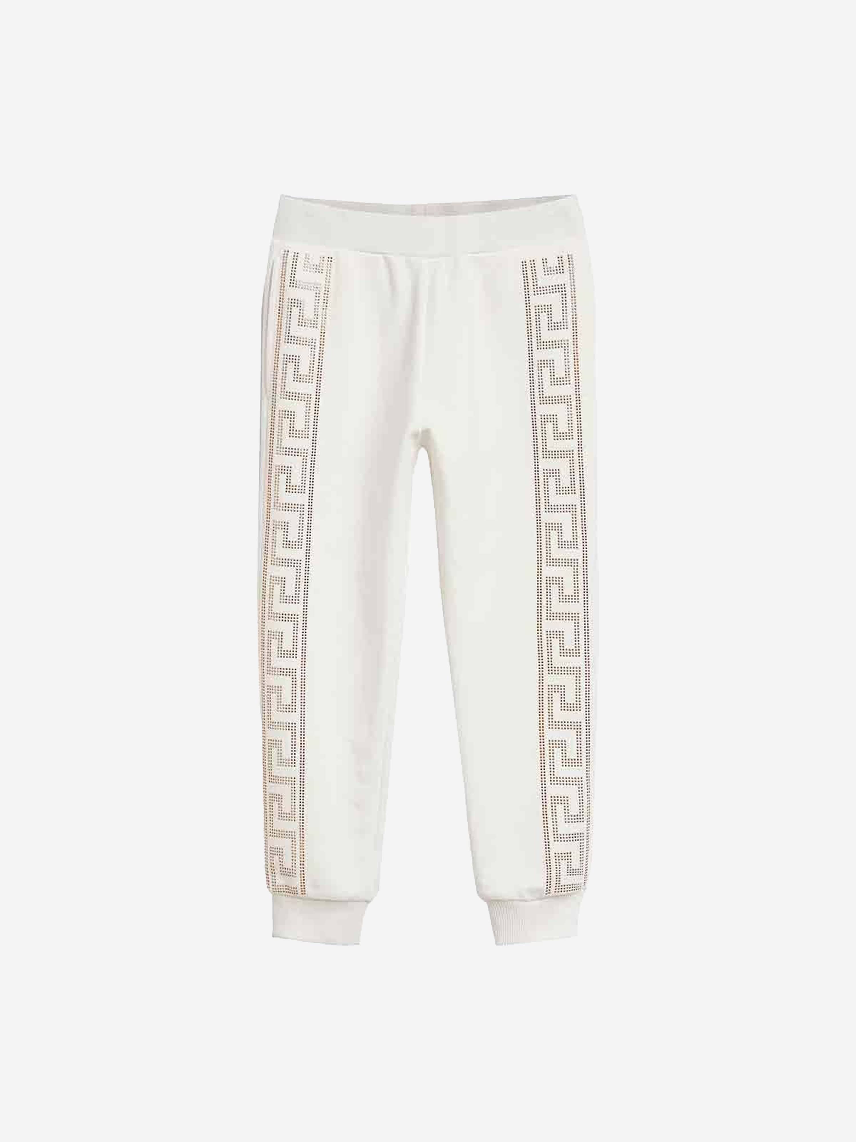 Versace Girls Ivory & Gold Cotton Joggers