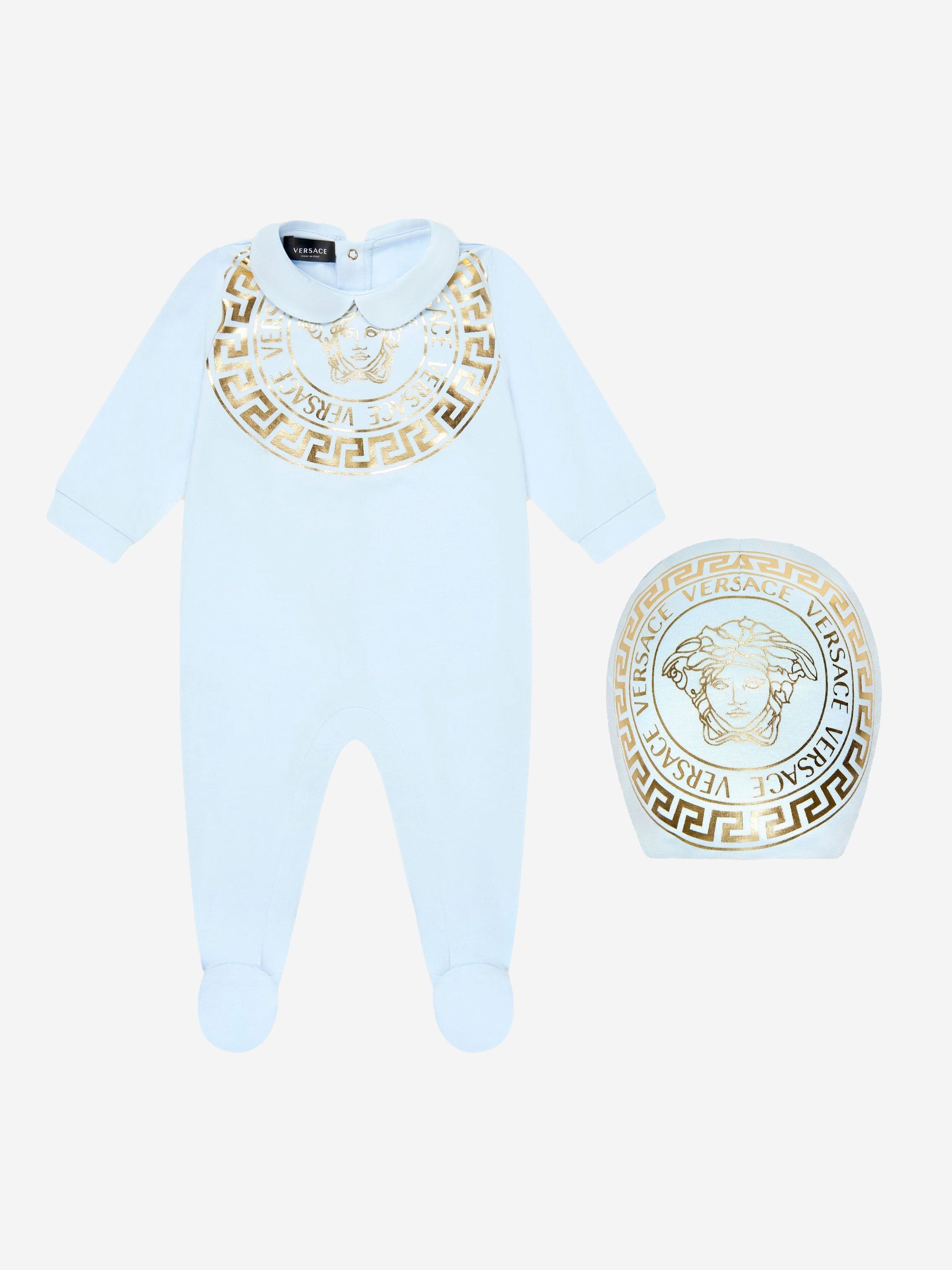 Versace Baby Boys Cotton Medusa Logo Babygrow And Hat Gift Set (2 Piece)