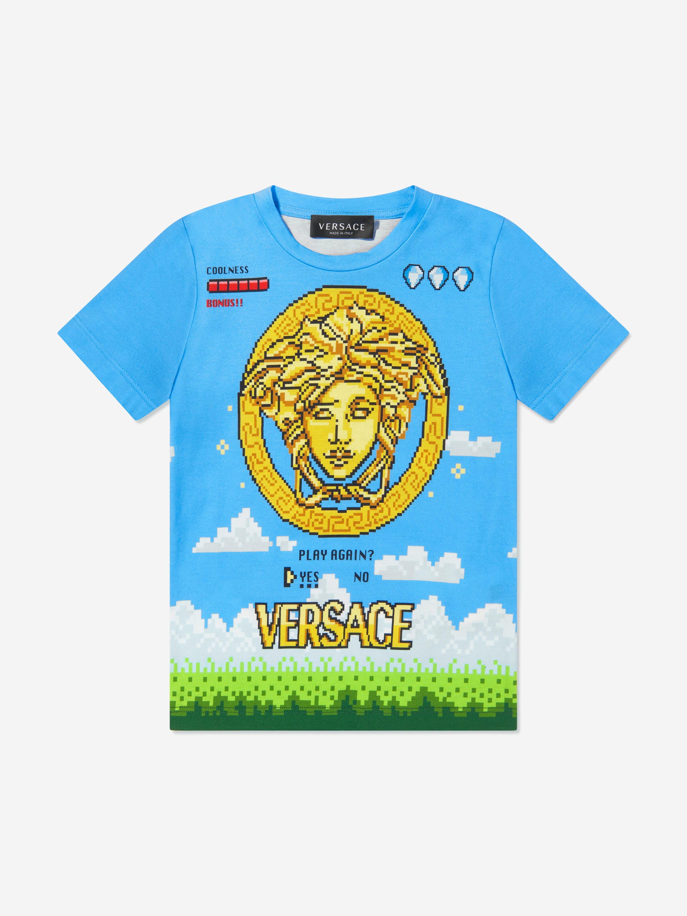 Versace Boys Pixel Medusa Logo T-Shirt