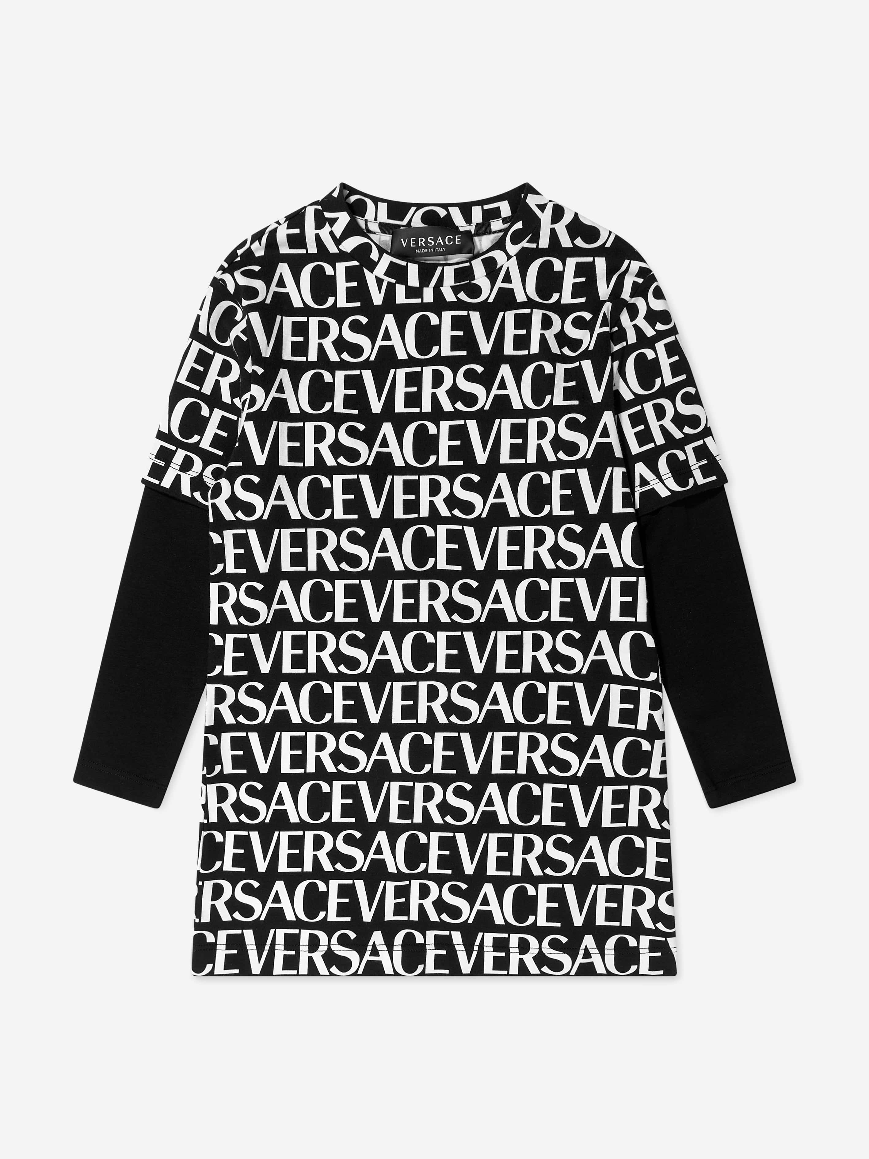 Versace Girls Long Sleeve Logo Dress