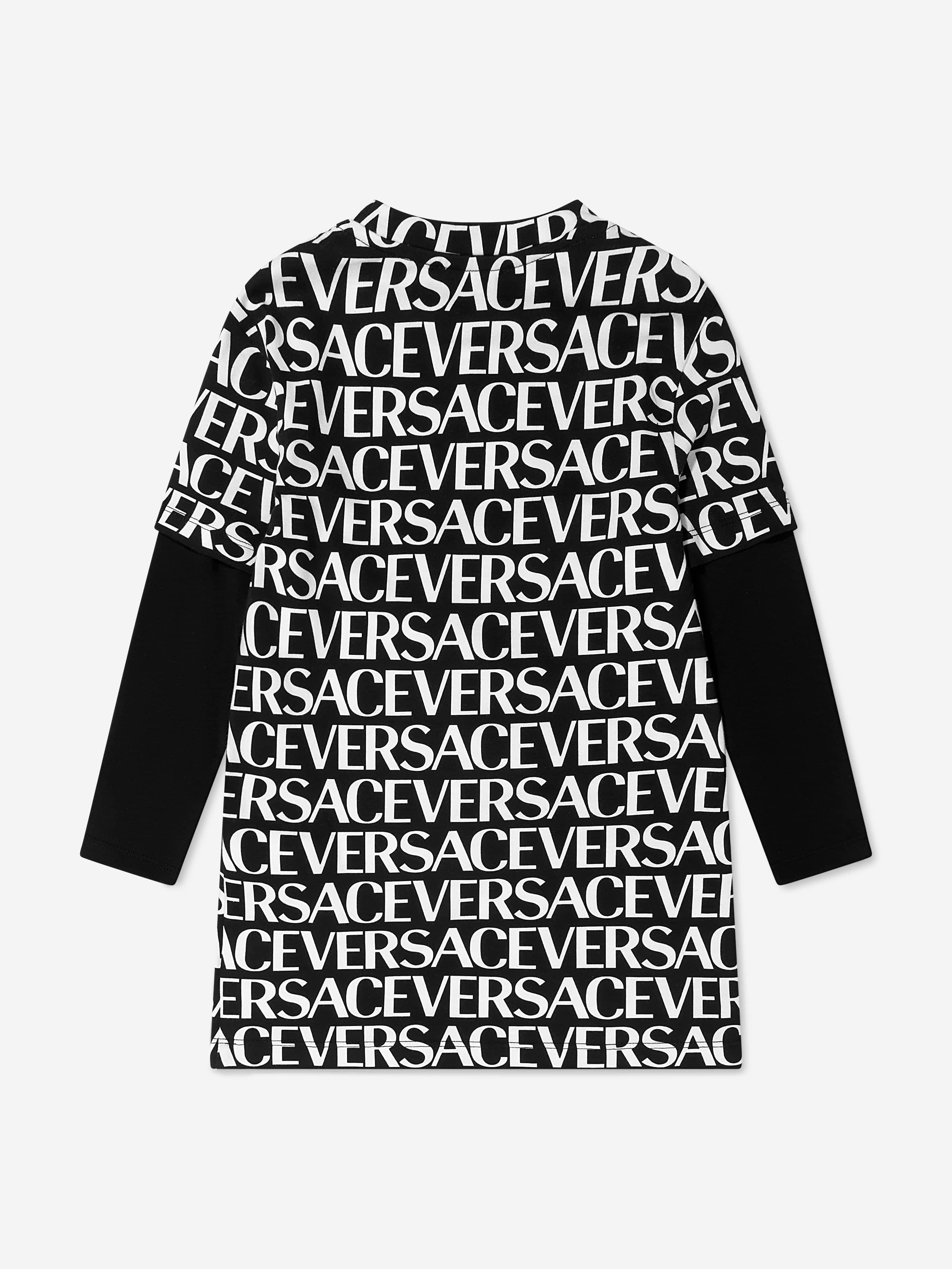 Versace Girls Long Sleeve Logo Dress